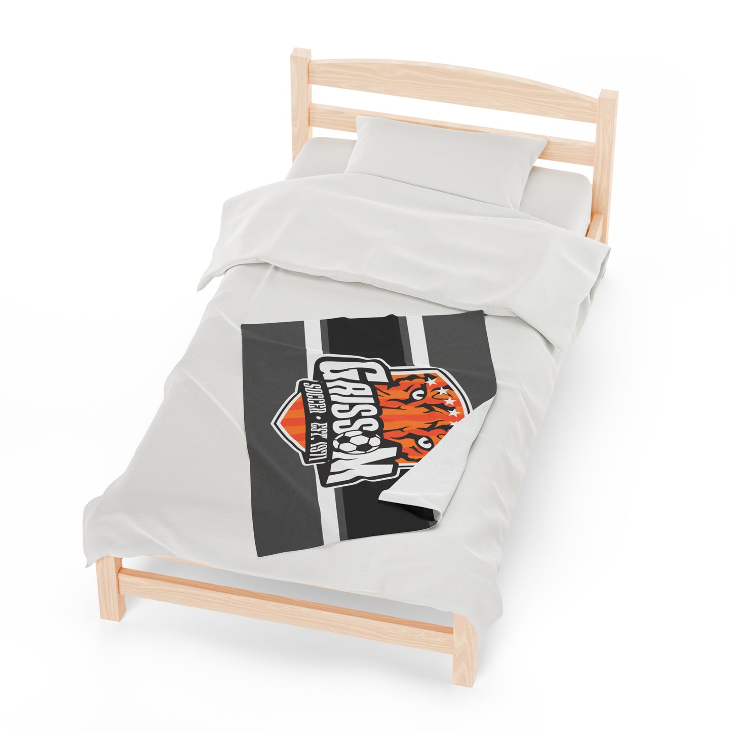 Grissom Men's Soccer Logo Gray Blanket