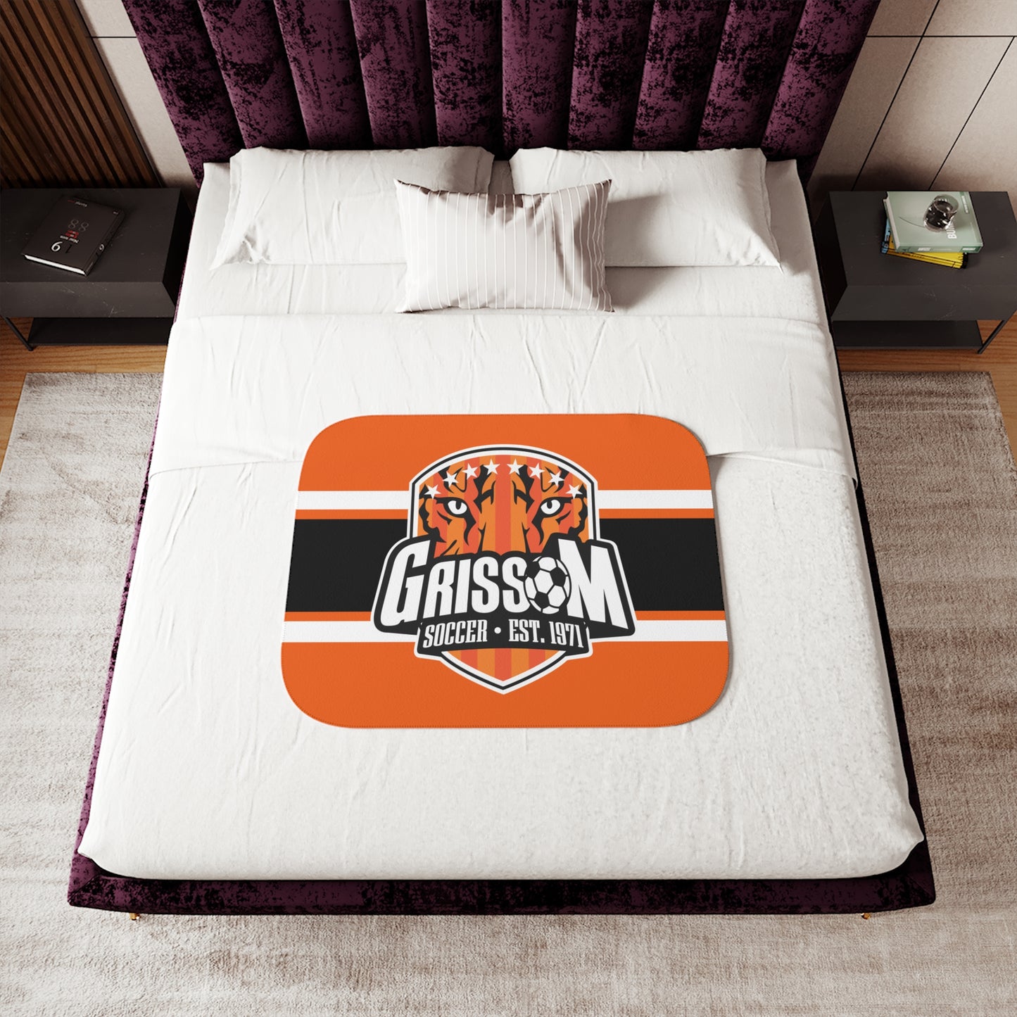 Grissom Men's Soccer Logo Plush Orange Blanket