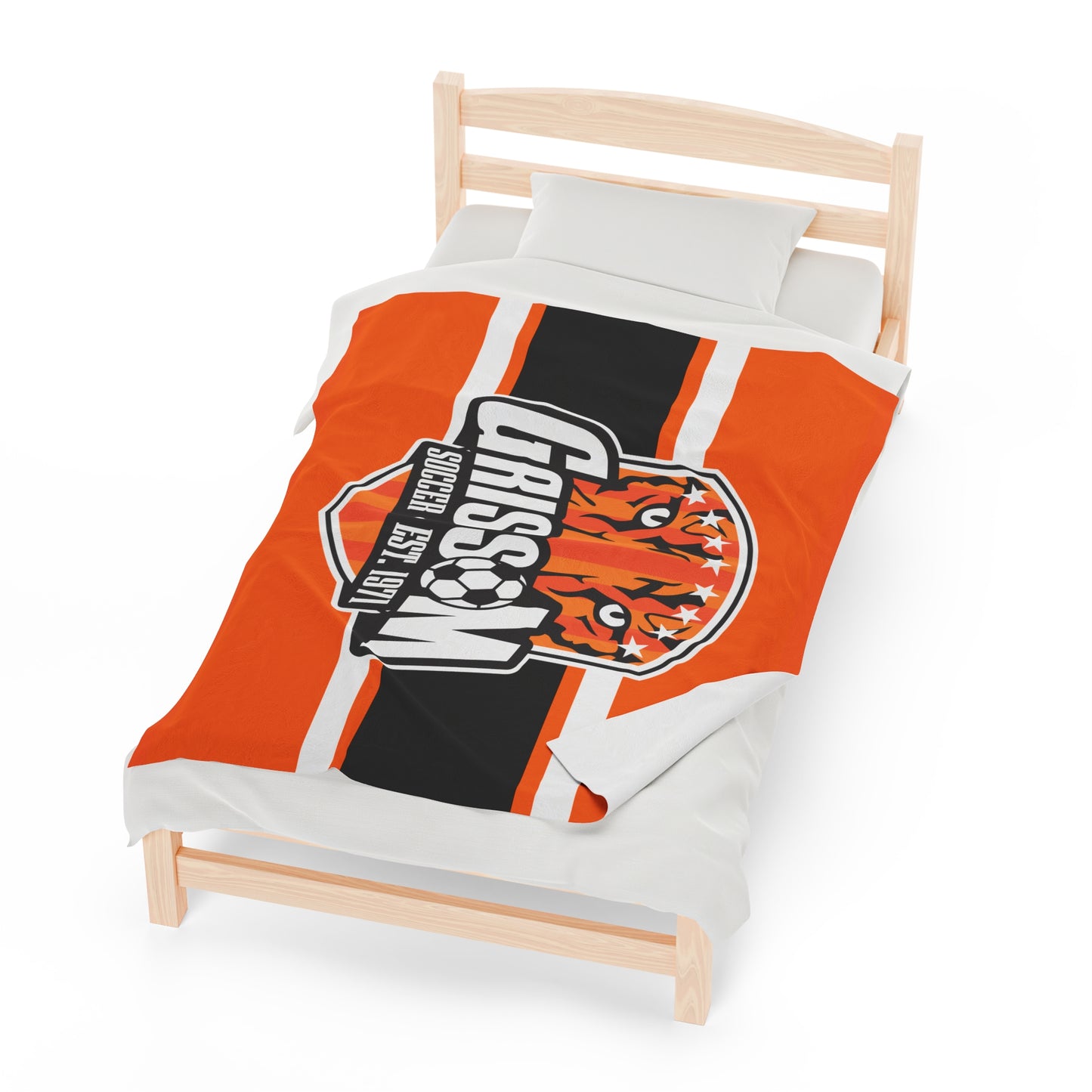Grissom Men's Soccer Logo Plush Orange Blanket