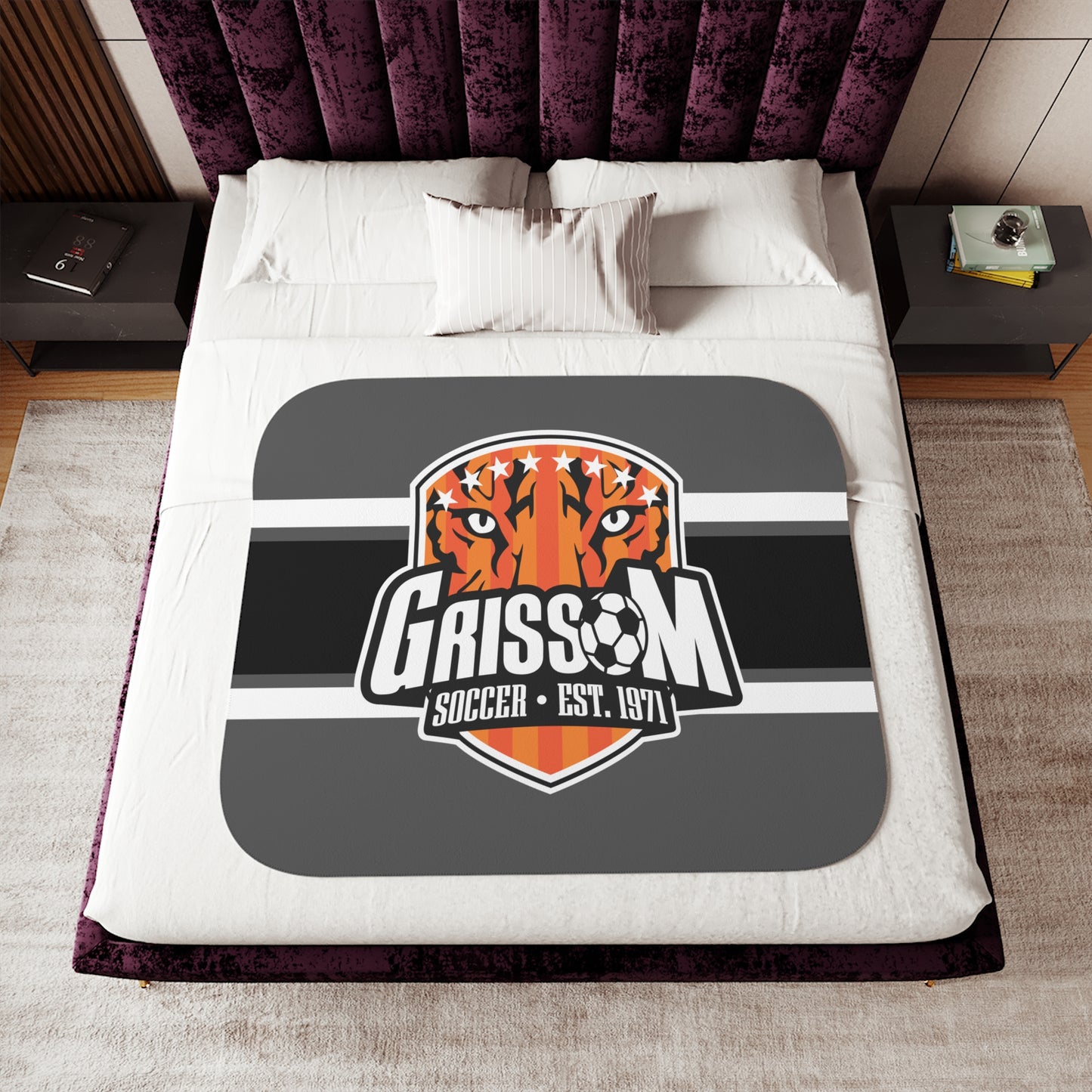 Grissom Men's Soccer Logo Gray Blanket