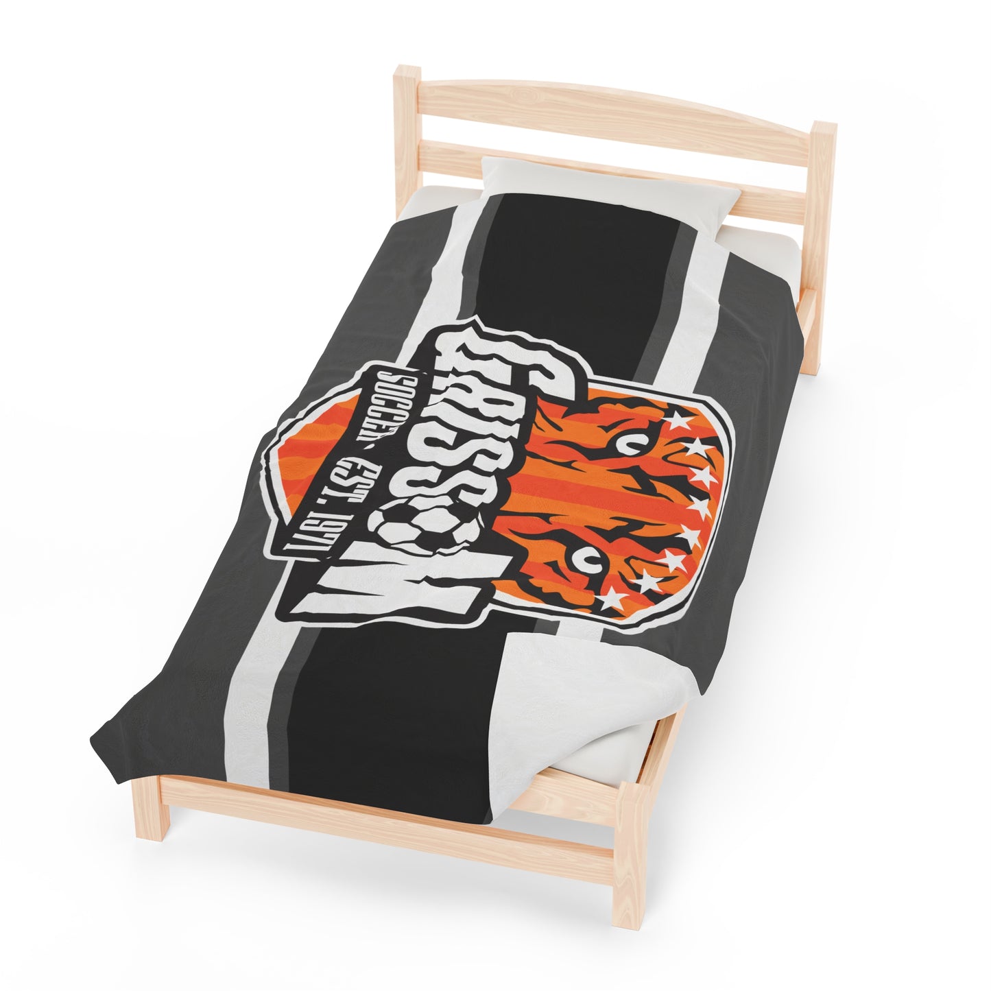 Grissom Men's Soccer Logo Gray Blanket