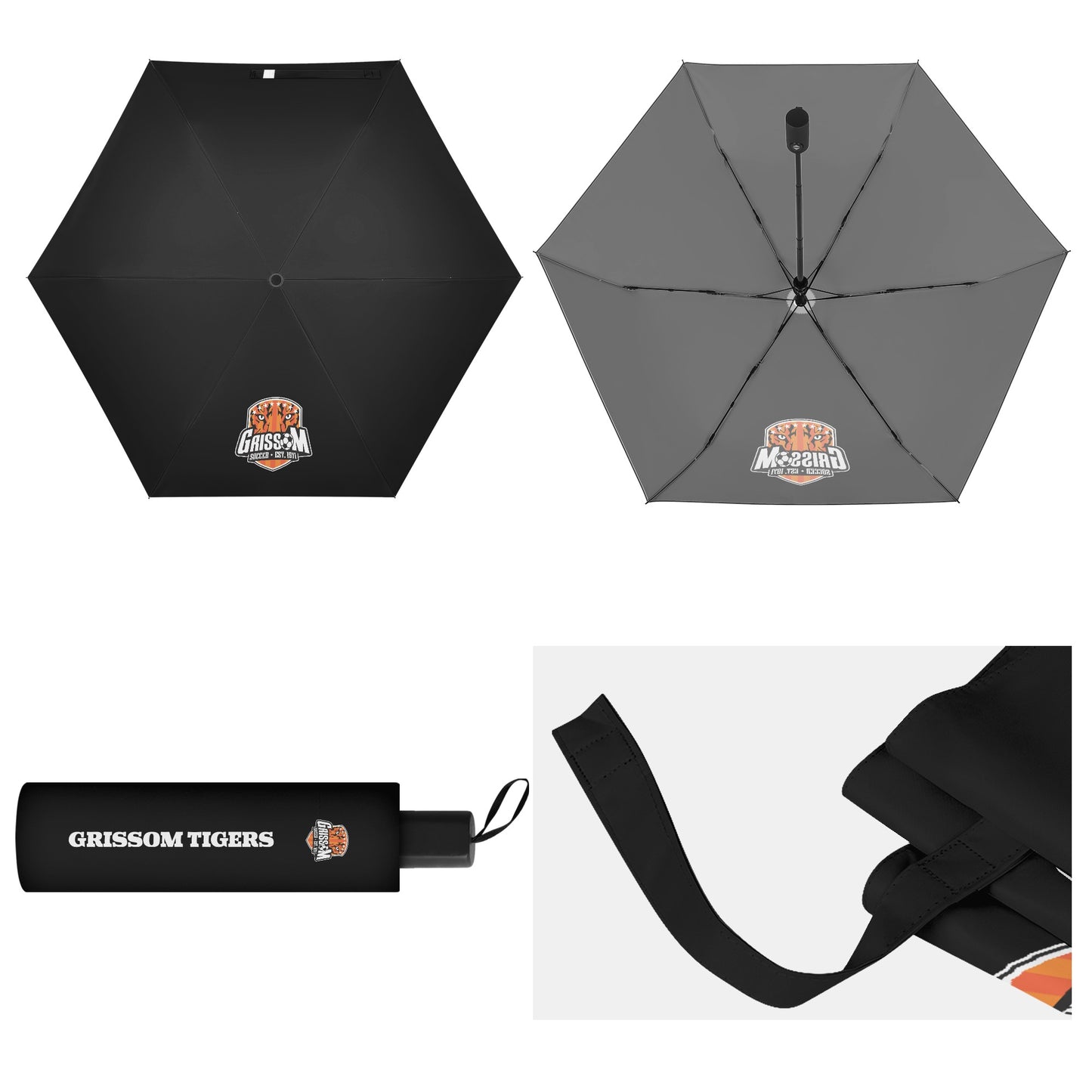 Grissom Men Soccer Logo Outside Print Manual Folding Umbrella