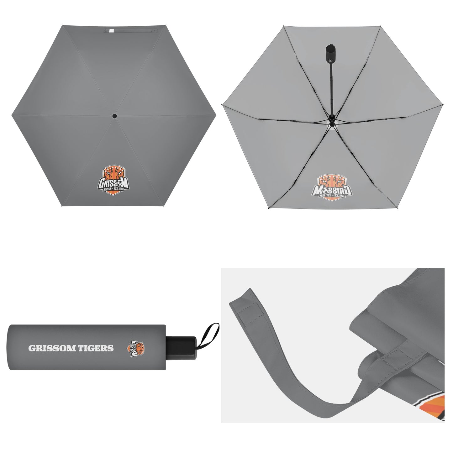 Grissom Men Soccer Logo Outside Print Manual Folding Umbrella