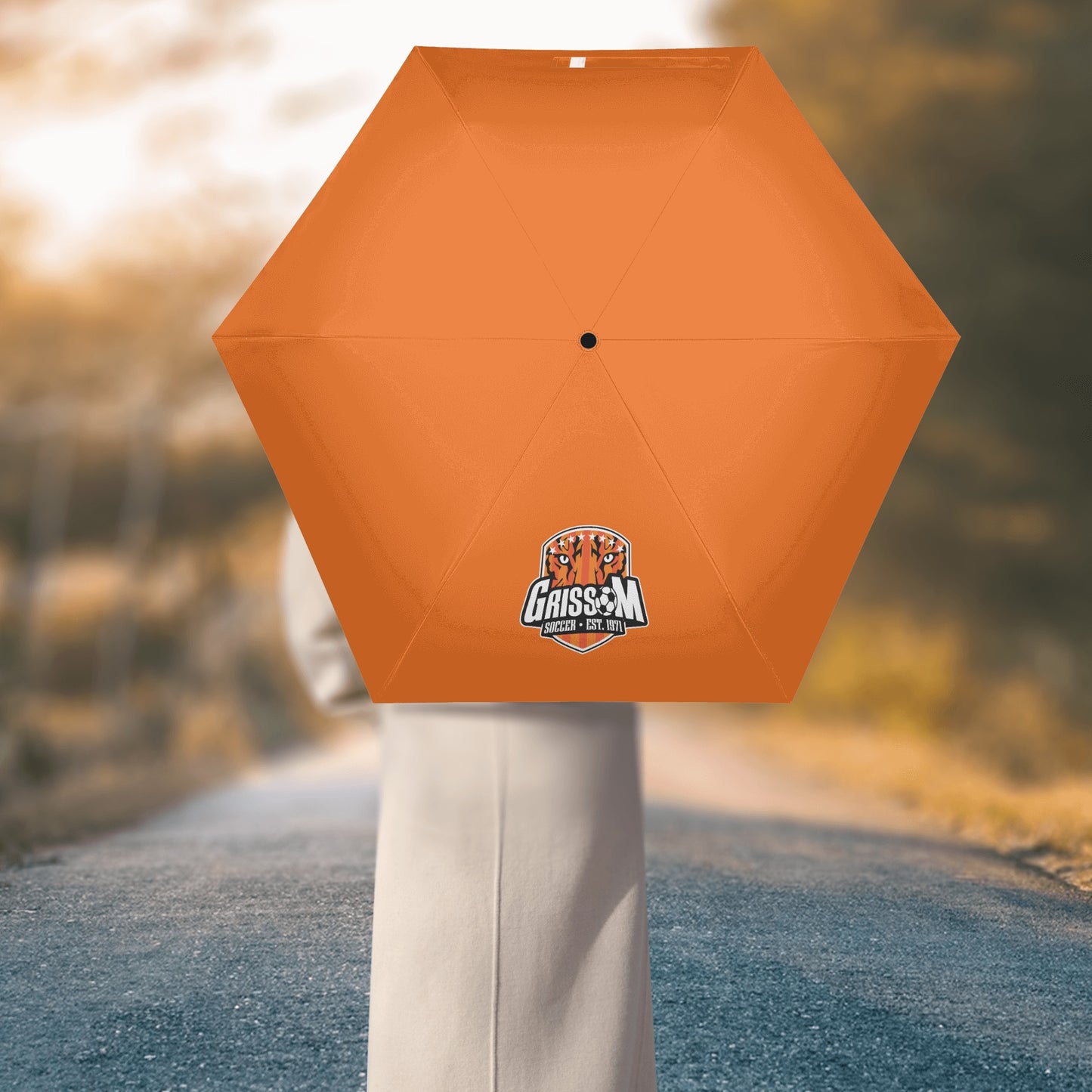 Grissom Men Soccer Logo Outside Print Manual Folding Umbrella
