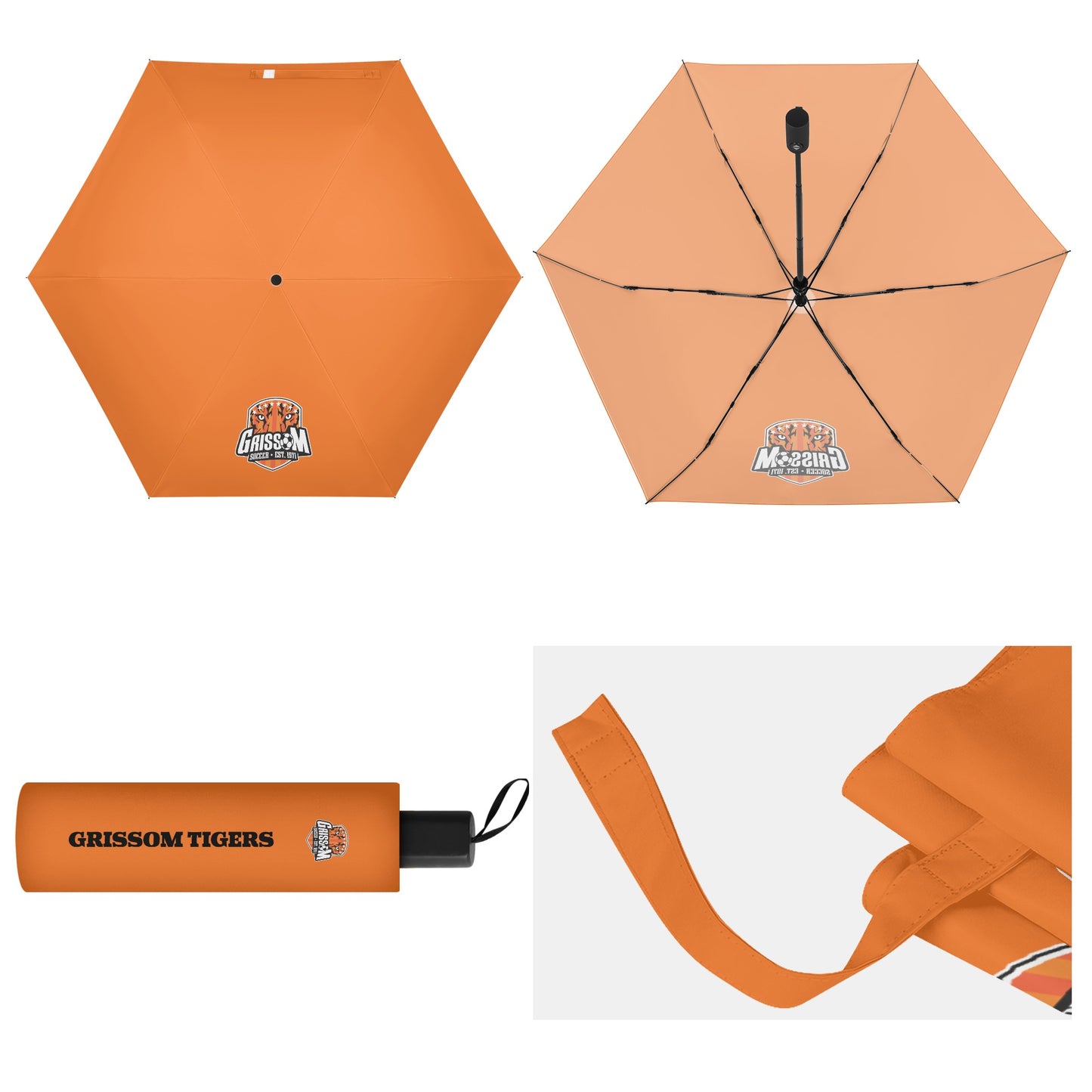Grissom Men Soccer Logo Outside Print Manual Folding Umbrella