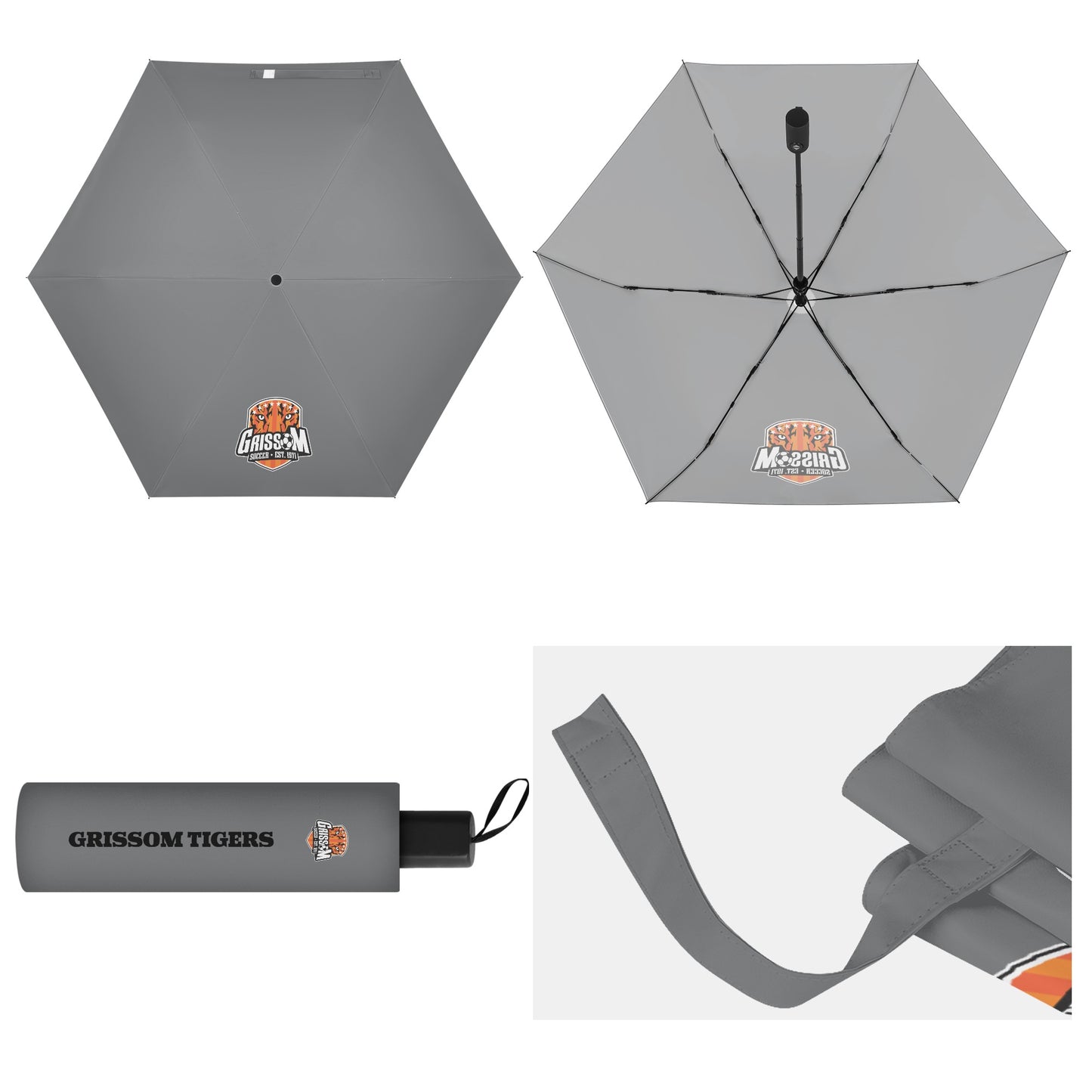 Grissom Men Soccer Logo Outside Print Manual Folding Umbrella