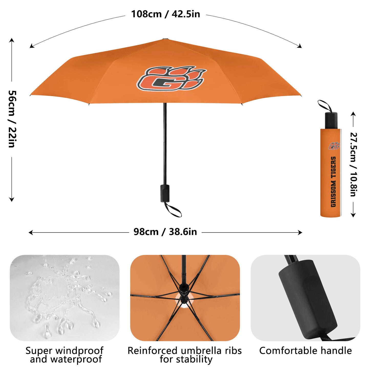 Grissom Tiger Paw Outside Print Manual Folding Umbrella