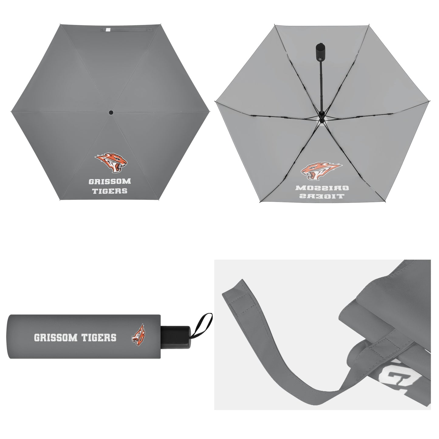 Grissom Men Soccer Logo Outside Print Manual Folding Umbrella