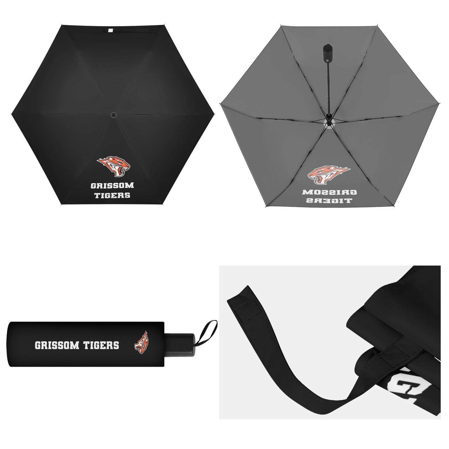 Grissom Men Soccer Logo Outside Print Manual Folding Umbrella