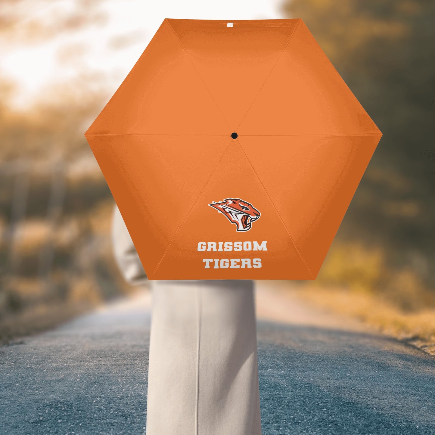 Grissom Men Soccer Logo Outside Print Manual Folding Umbrella