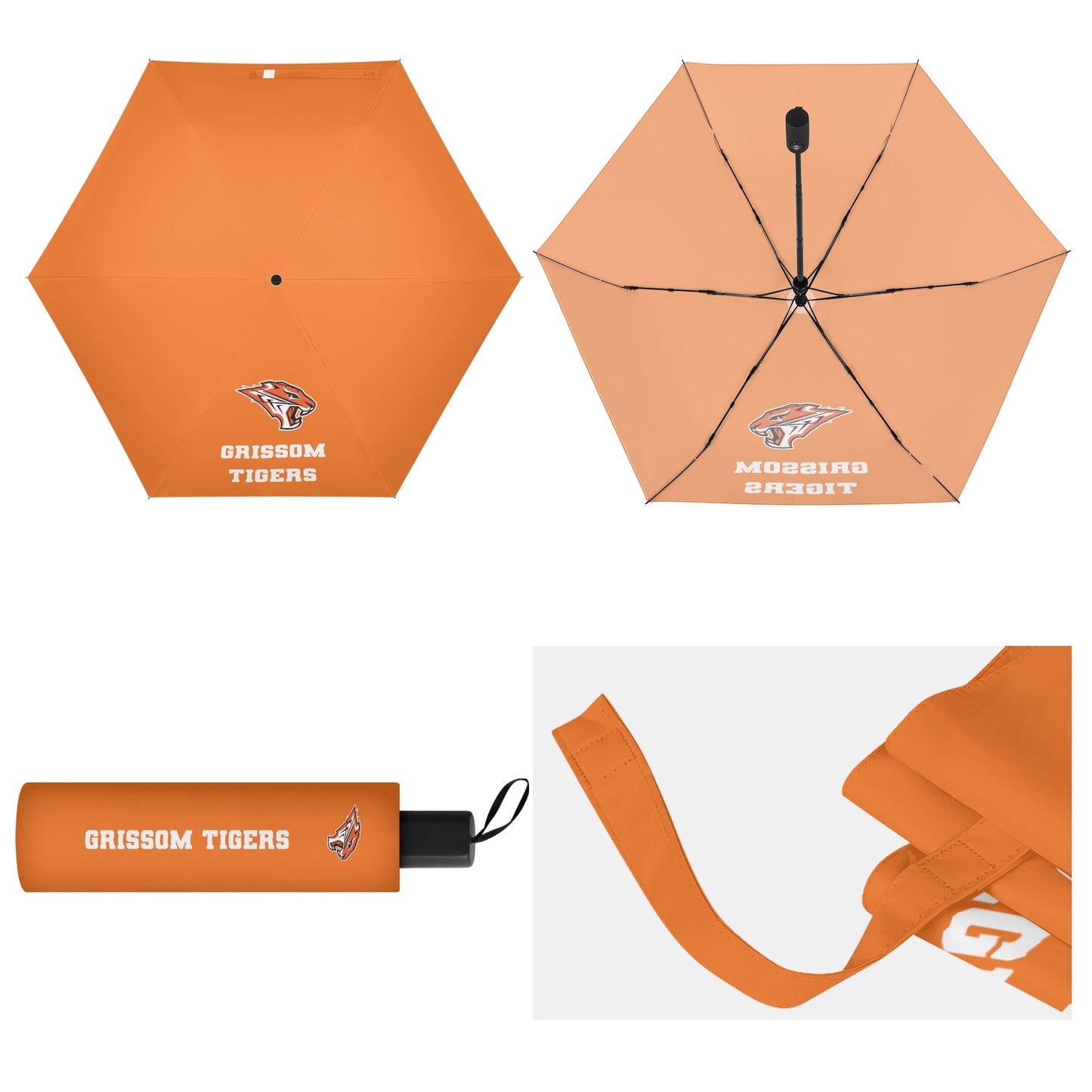 Grissom Men Soccer Logo Outside Print Manual Folding Umbrella