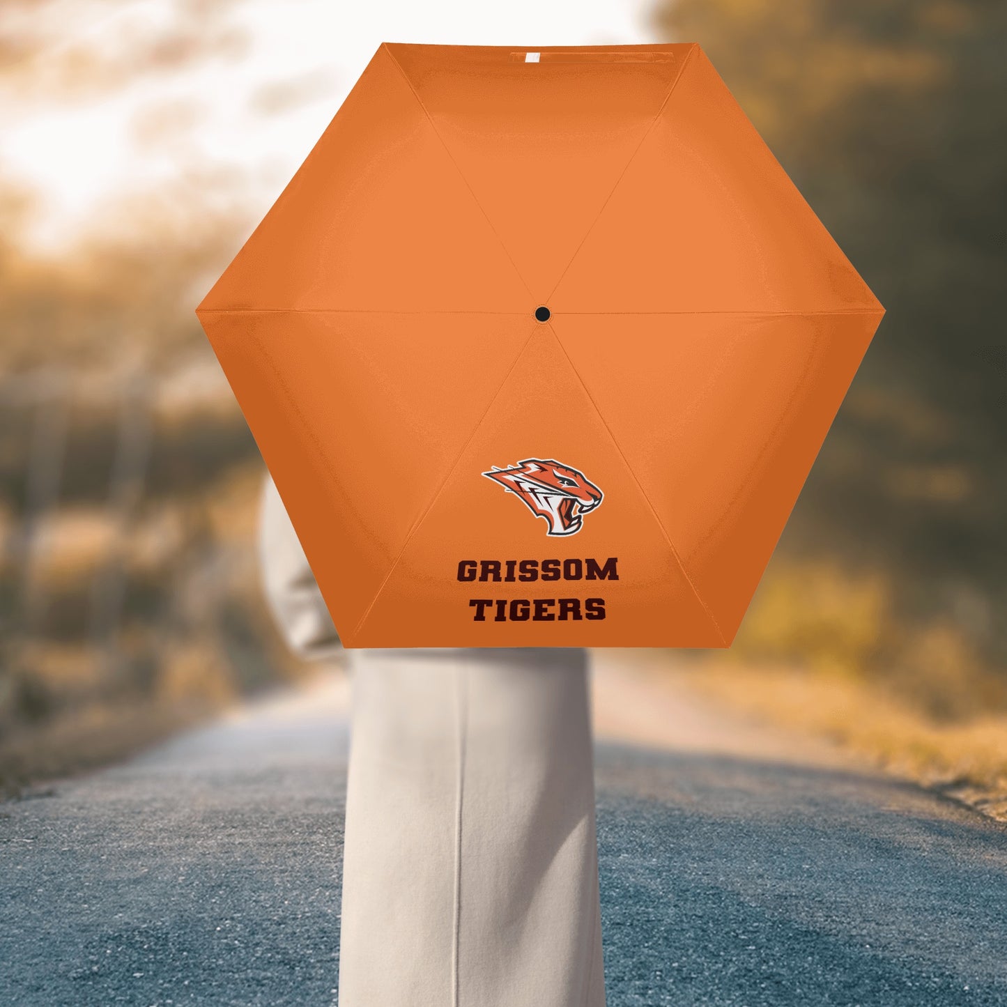 Grissom Men Soccer Logo Outside Print Manual Folding Umbrella