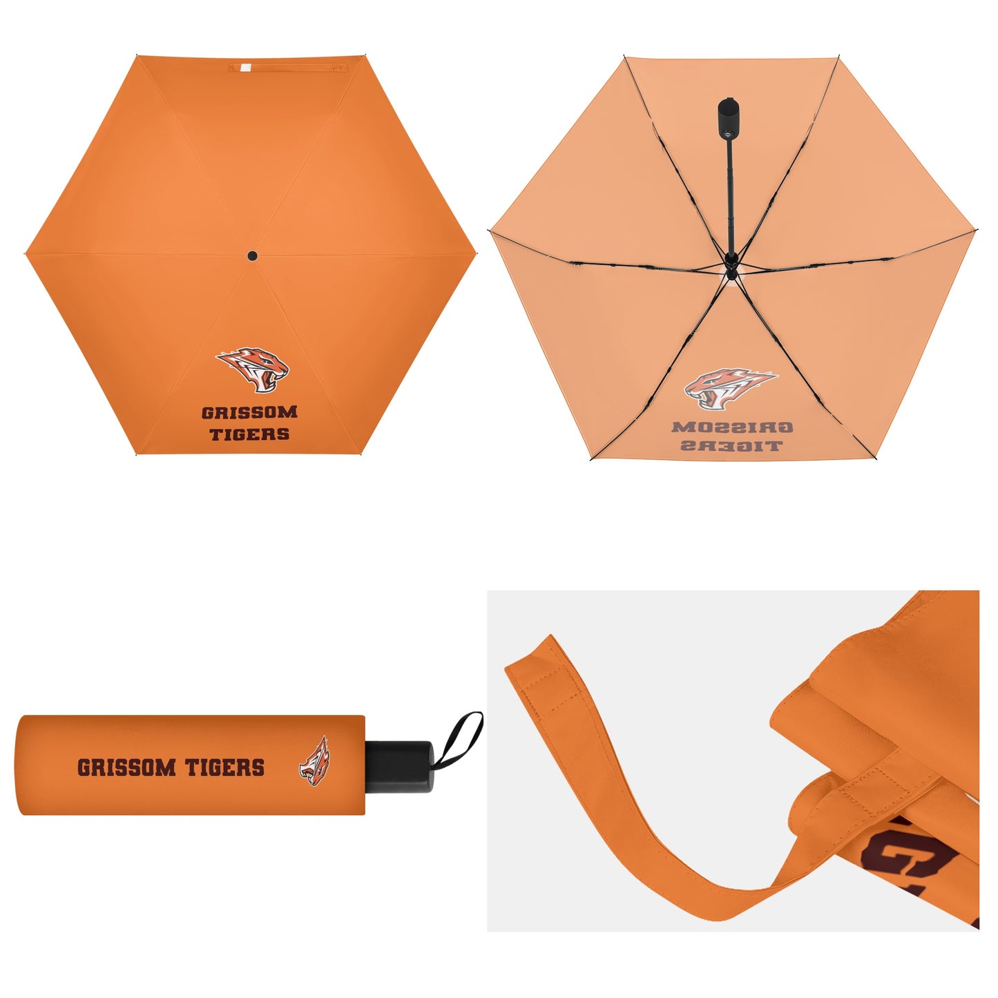 Grissom Men Soccer Logo Outside Print Manual Folding Umbrella