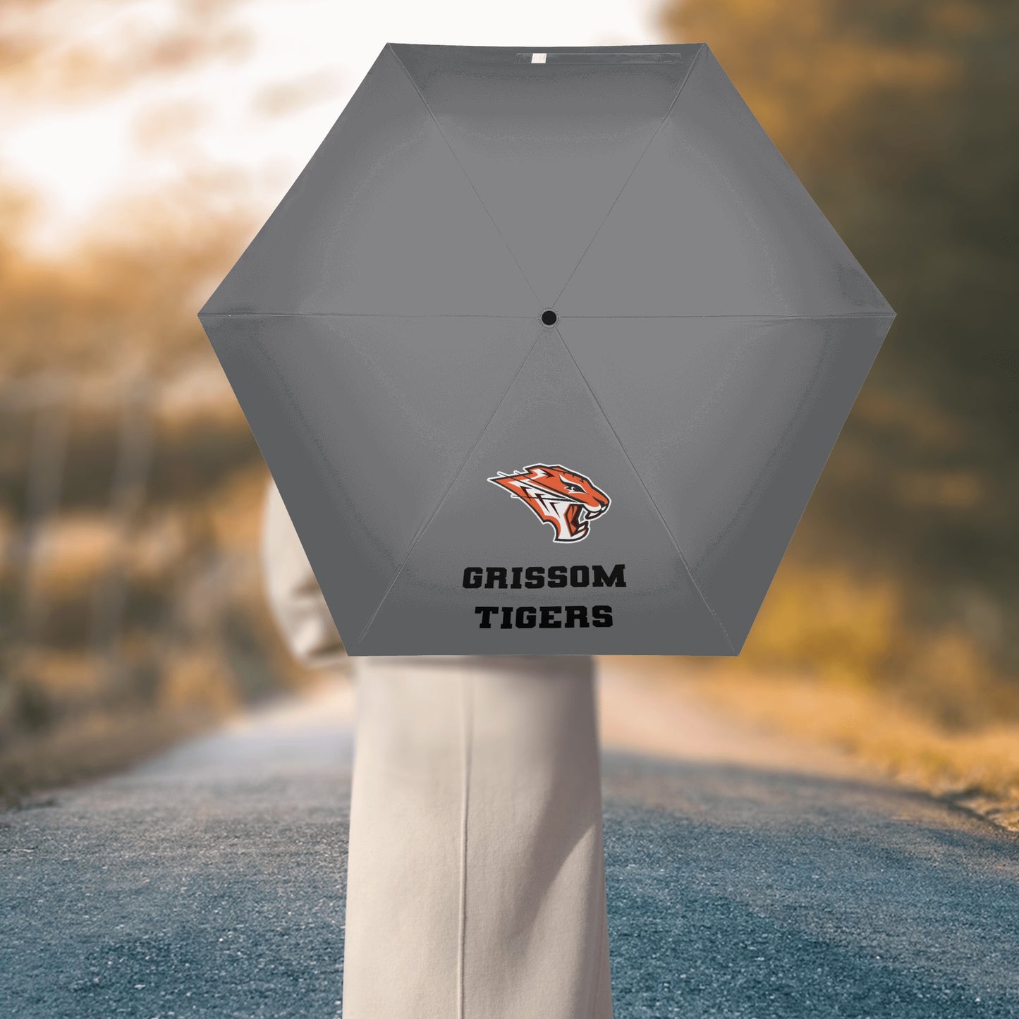 Grissom Men Soccer Logo Outside Print Manual Folding Umbrella