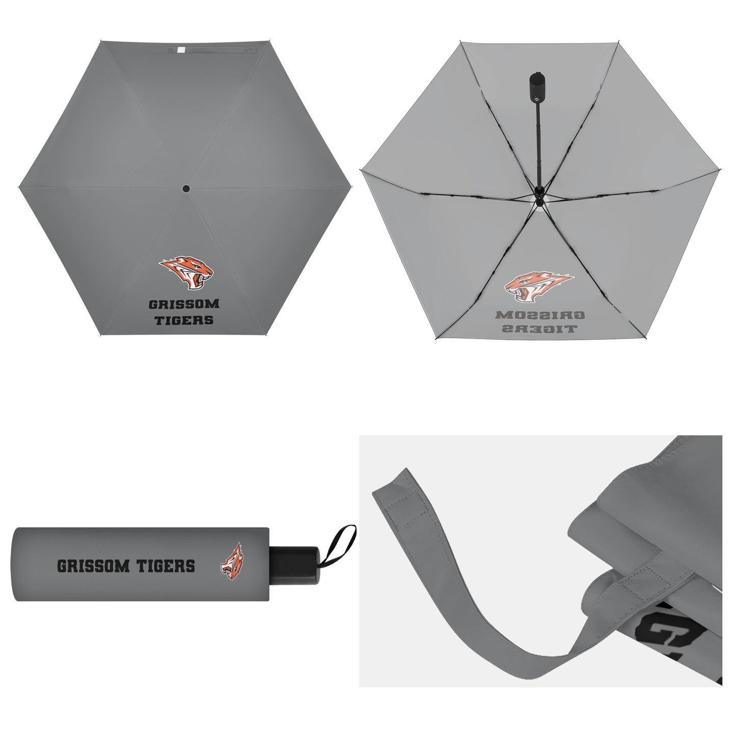 Grissom Men Soccer Logo Outside Print Manual Folding Umbrella