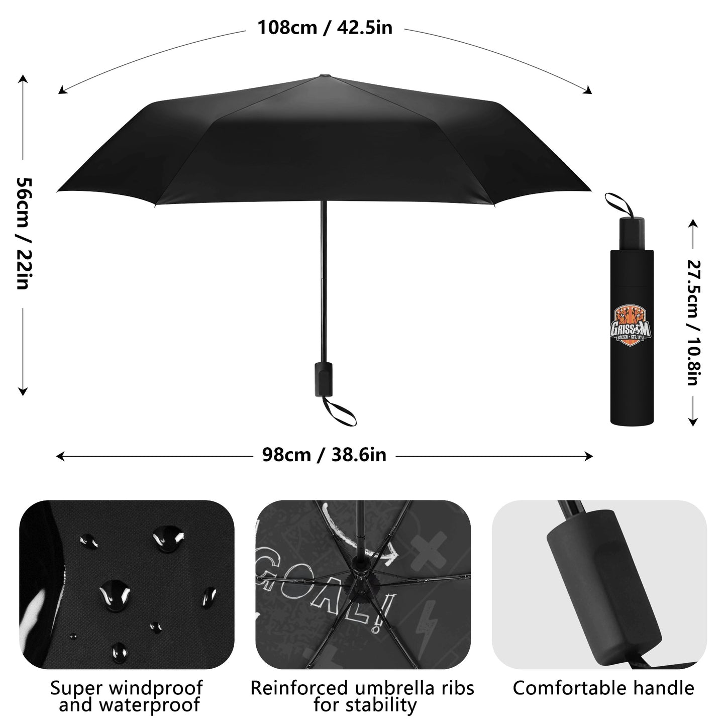 Grissom Soccer Inside Print Umbrella