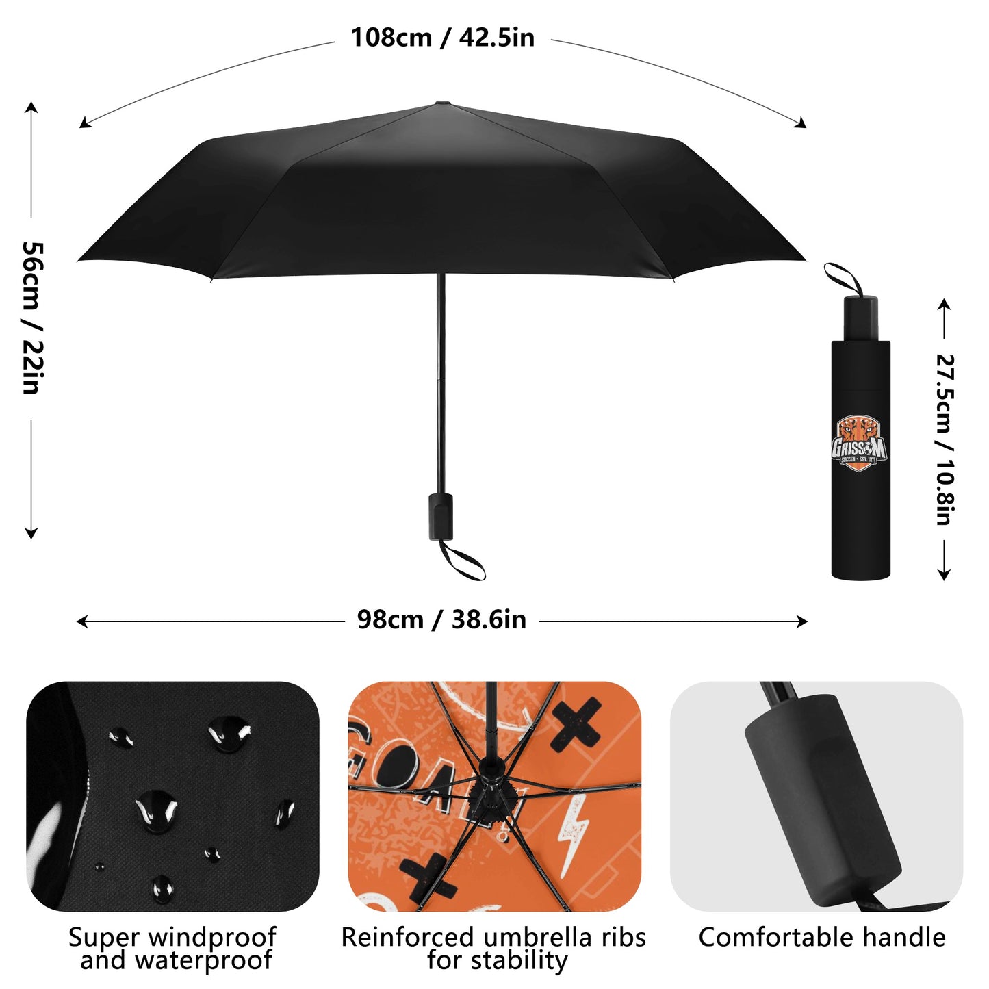 Grissom Soccer Inside Print Umbrella