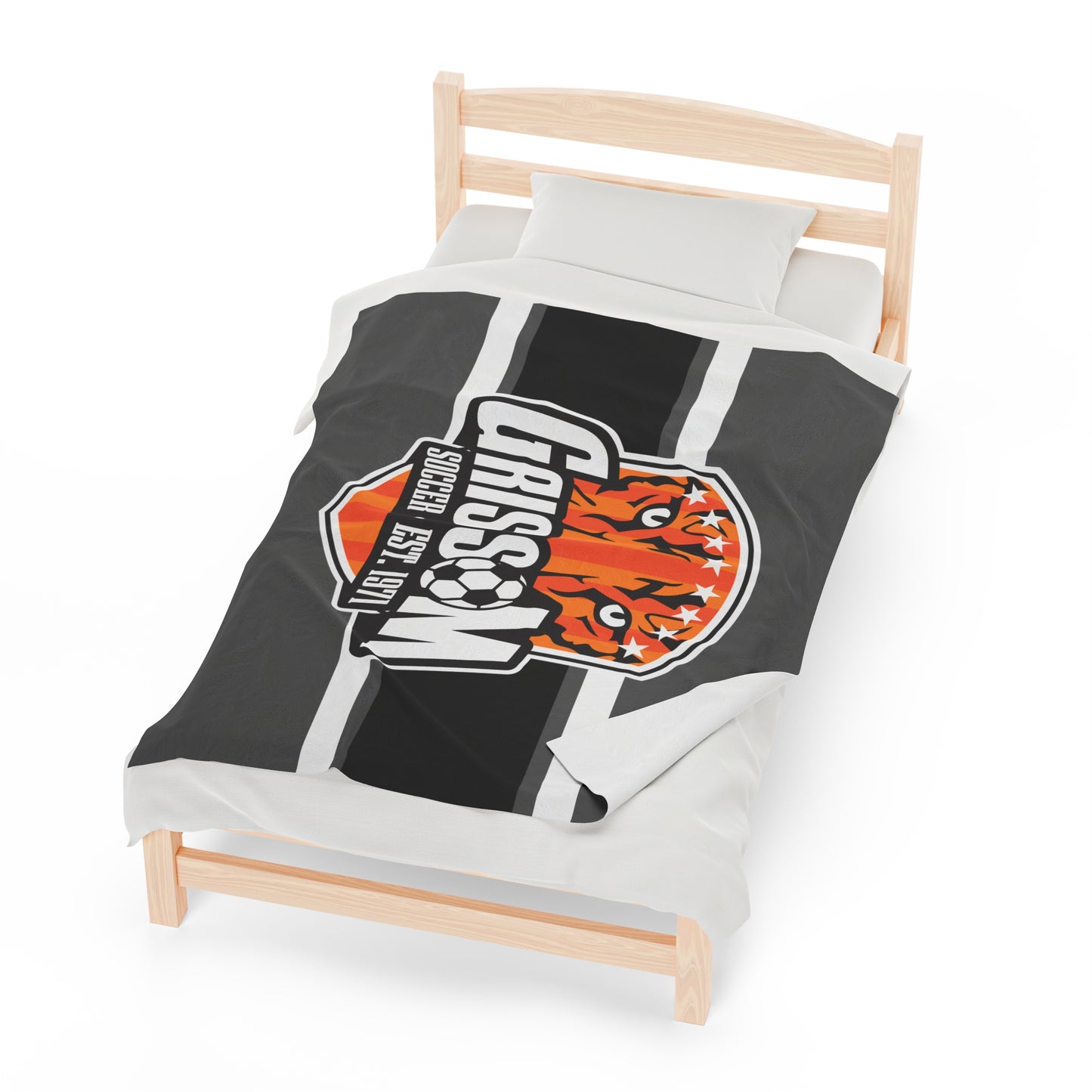 Grissom Men's Soccer Logo Gray Blanket
