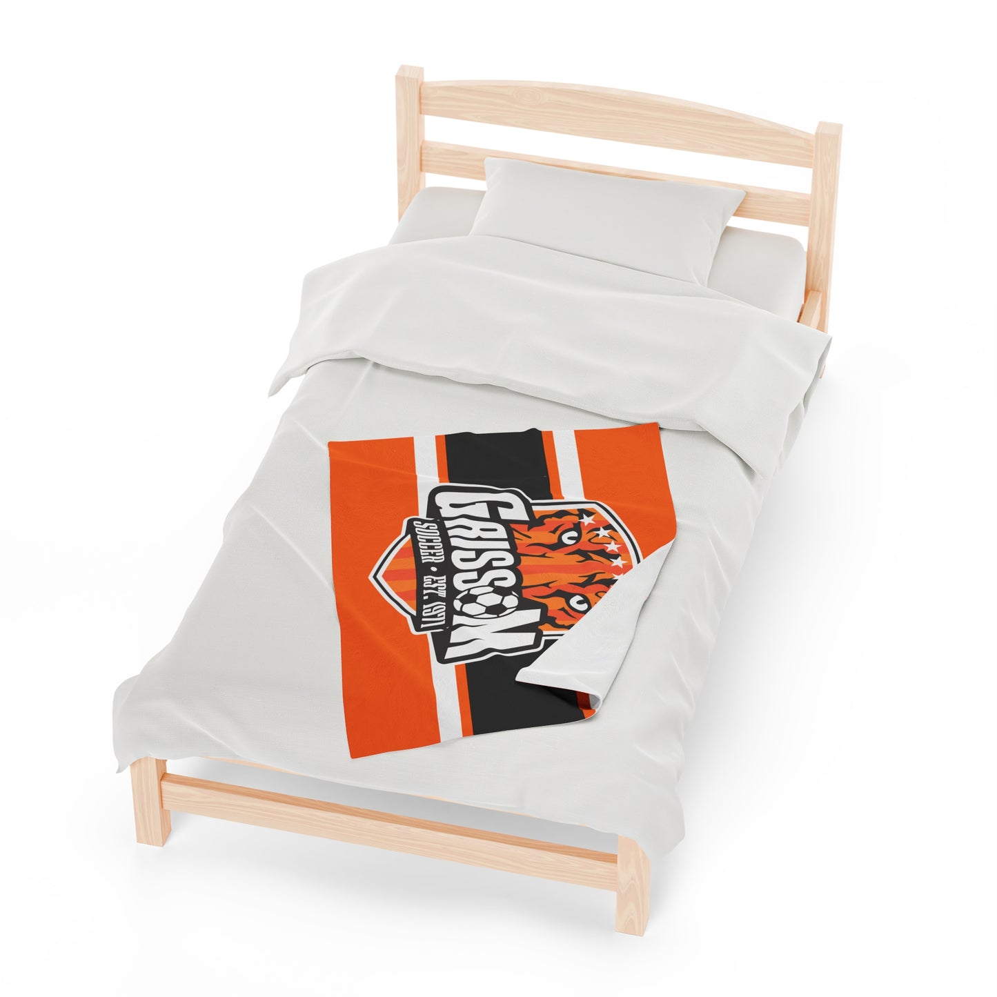 Grissom Men's Soccer Logo Plush Orange Blanket