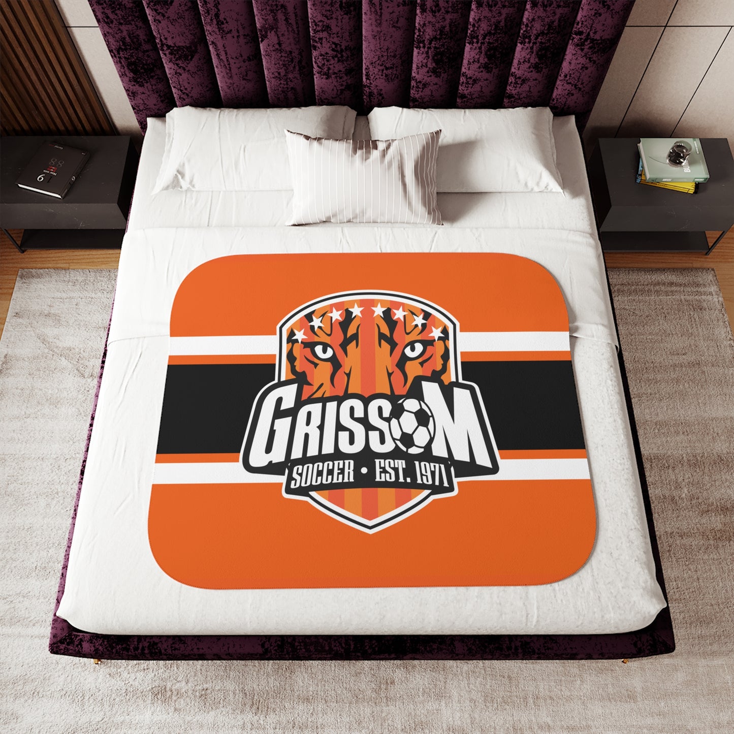 Grissom Men's Soccer Logo Plush Orange Blanket