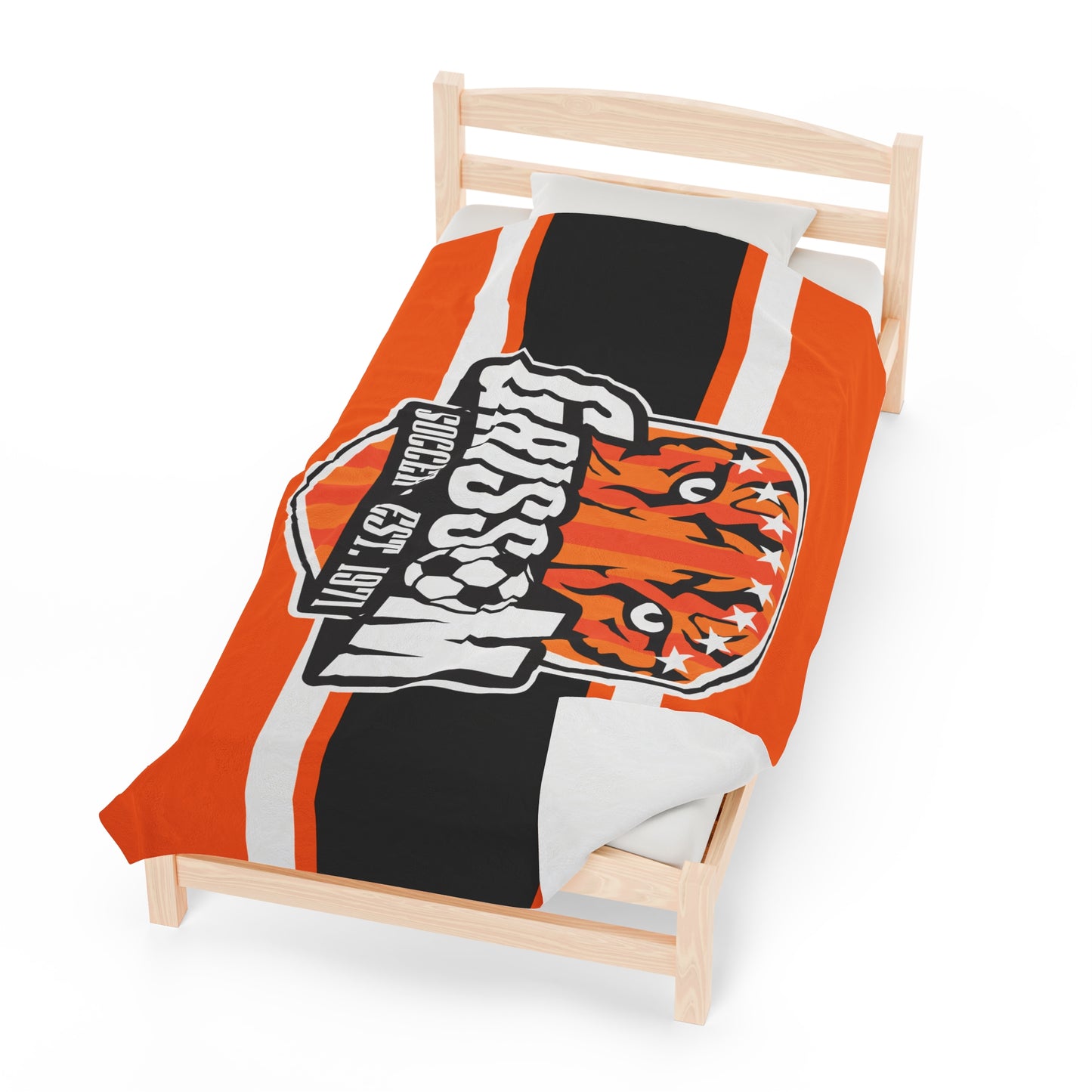 Grissom Men's Soccer Logo Plush Orange Blanket