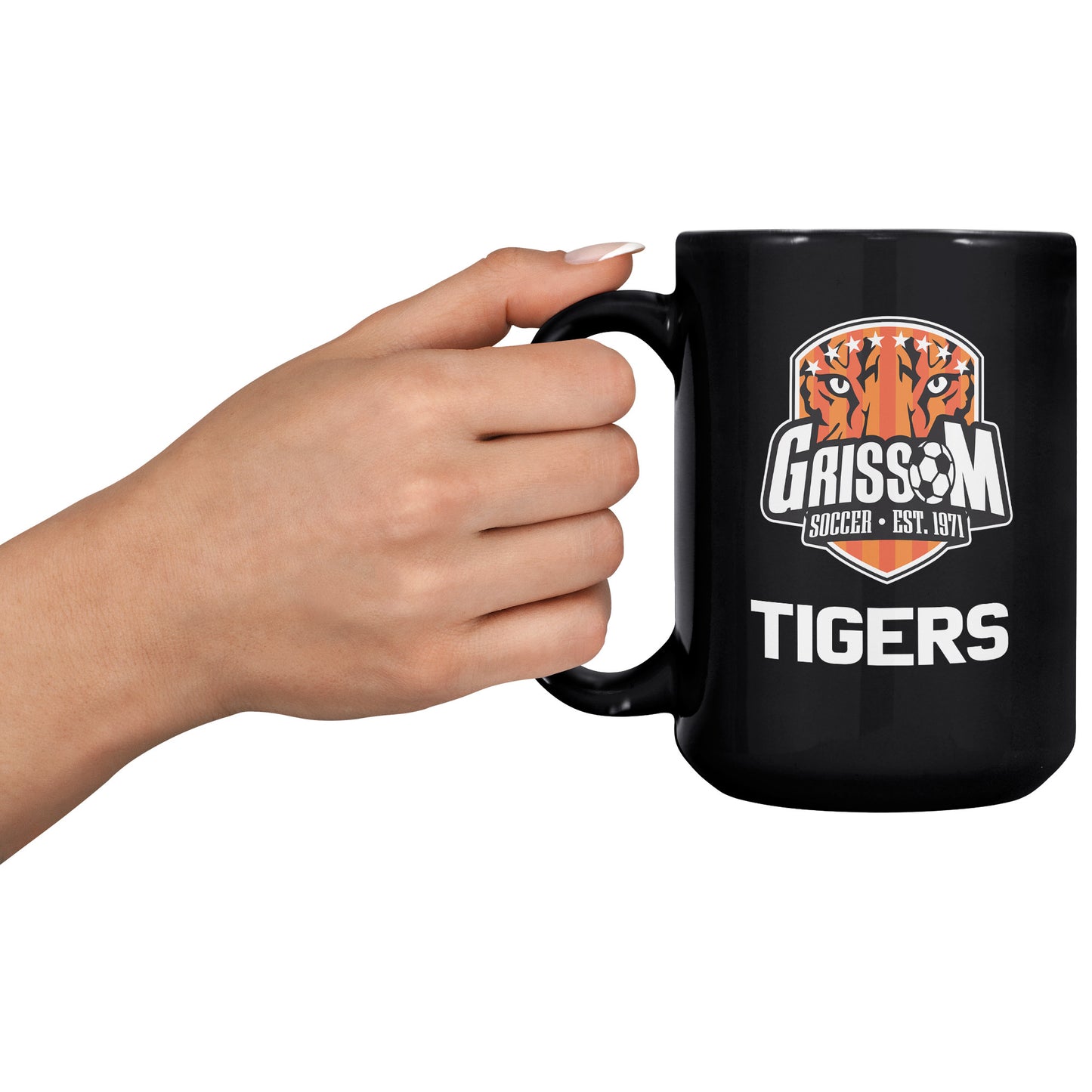 Grissom Men's Soccer Words 15 oz Black Mug