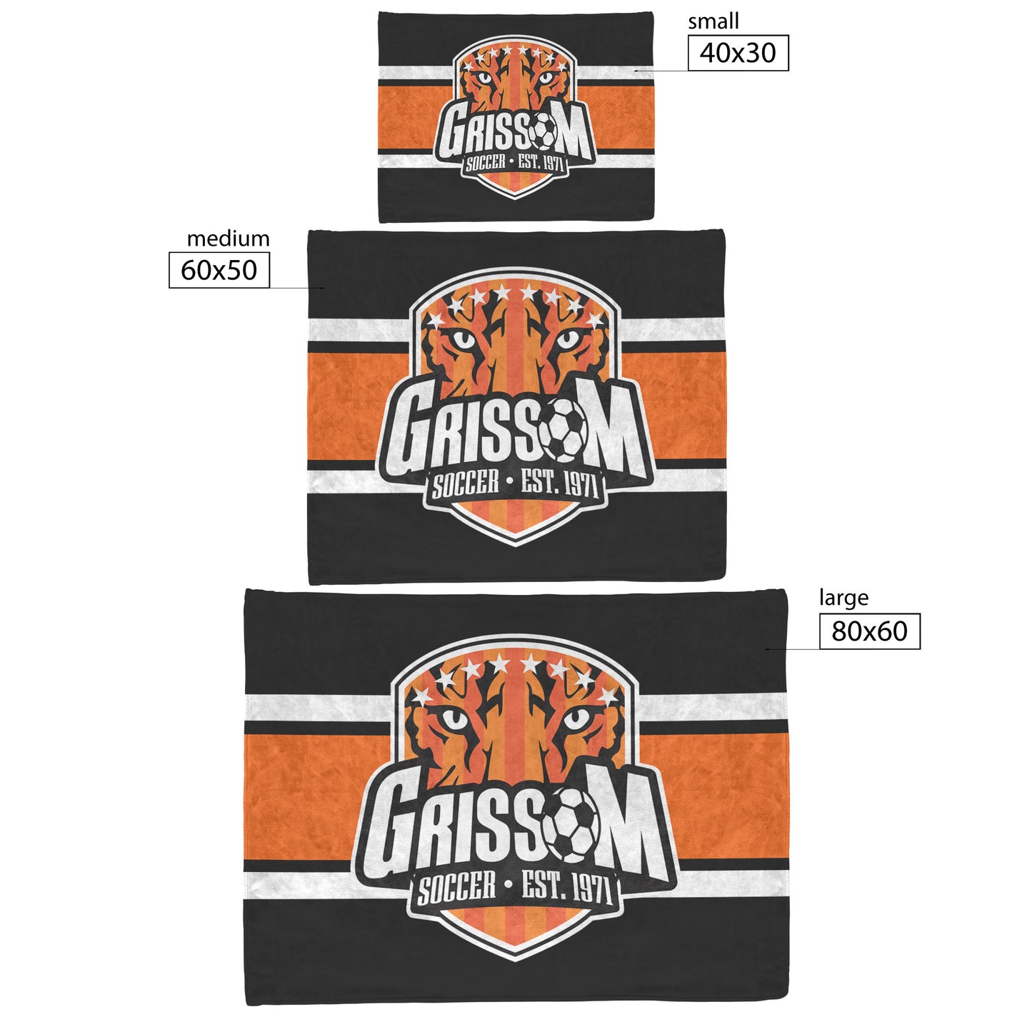 Grissom Men's Soccer Logo Black Blanket