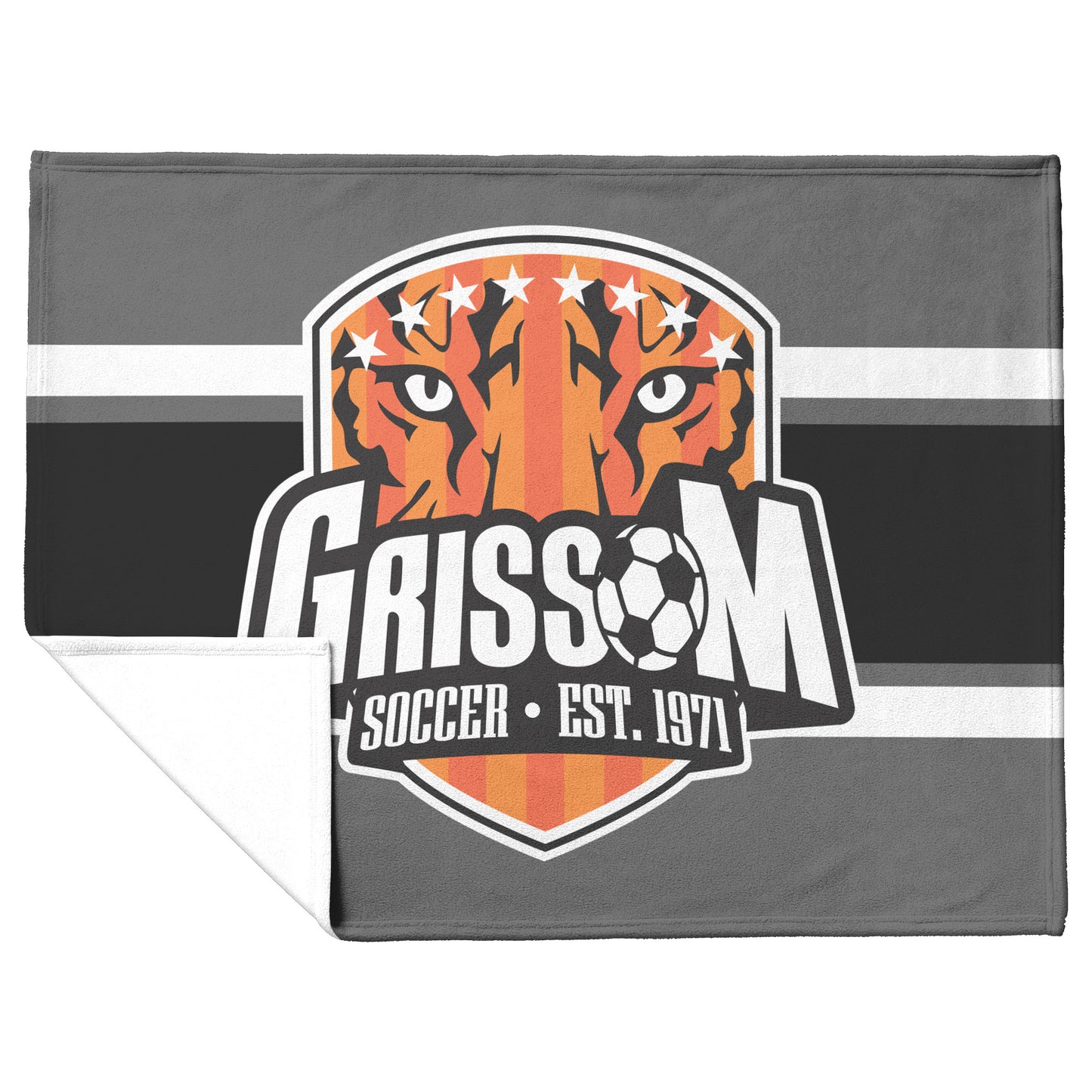 Grissom Men's Soccer Logo Gray Blanket
