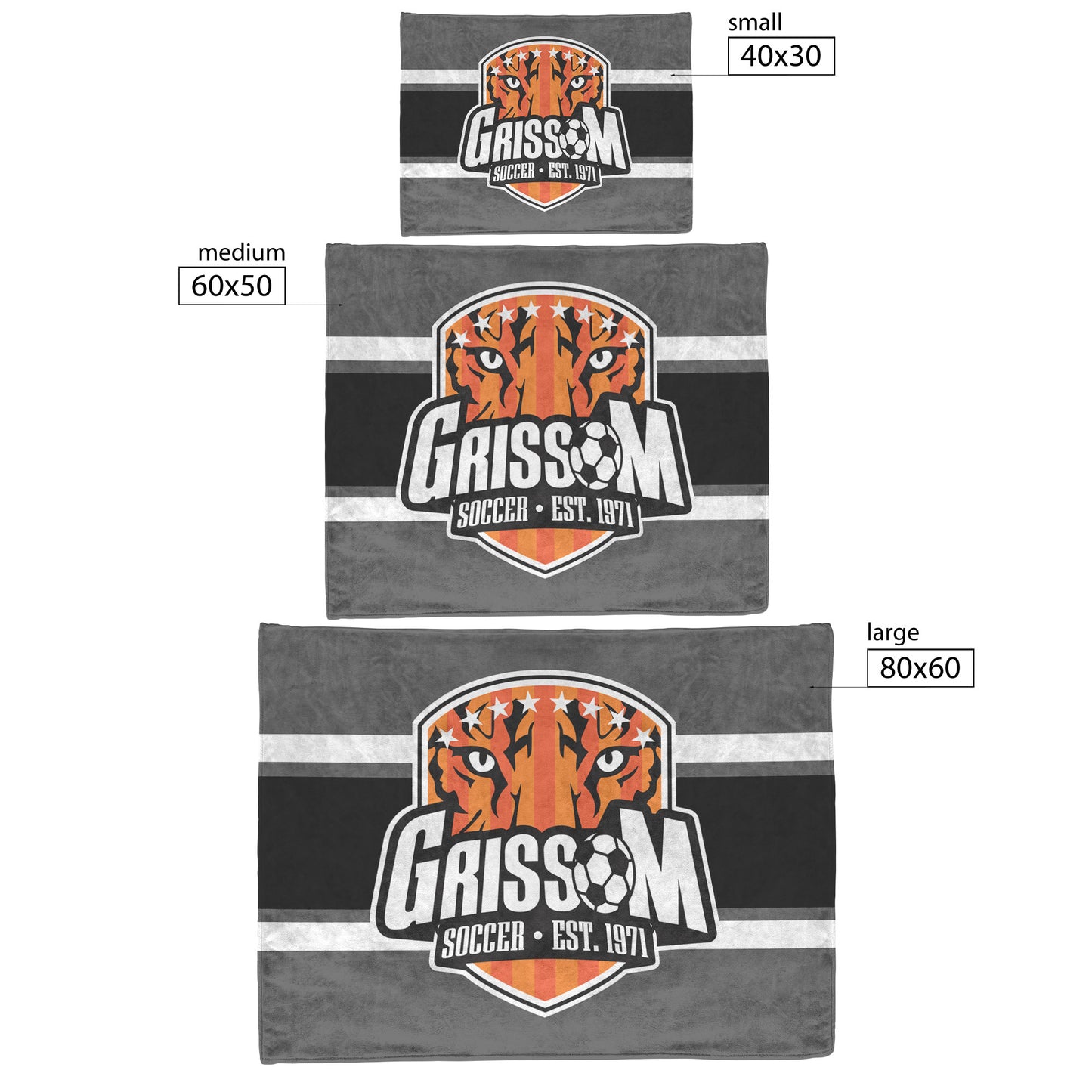 Grissom Men's Soccer Logo Gray Blanket