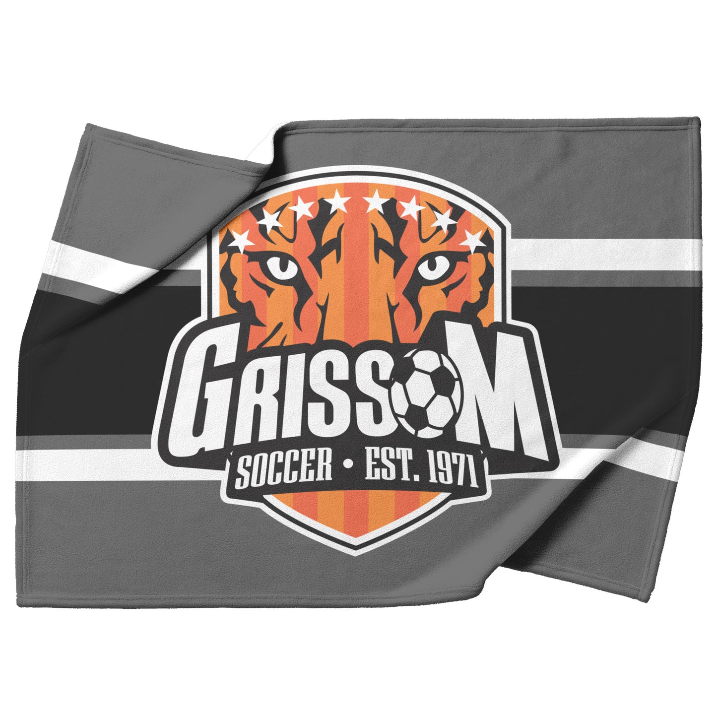 Grissom Men's Soccer Logo Gray Blanket
