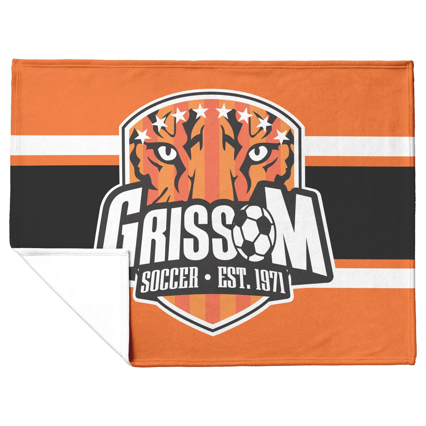 Grissom Men's Soccer Logo Plush Orange Blanket