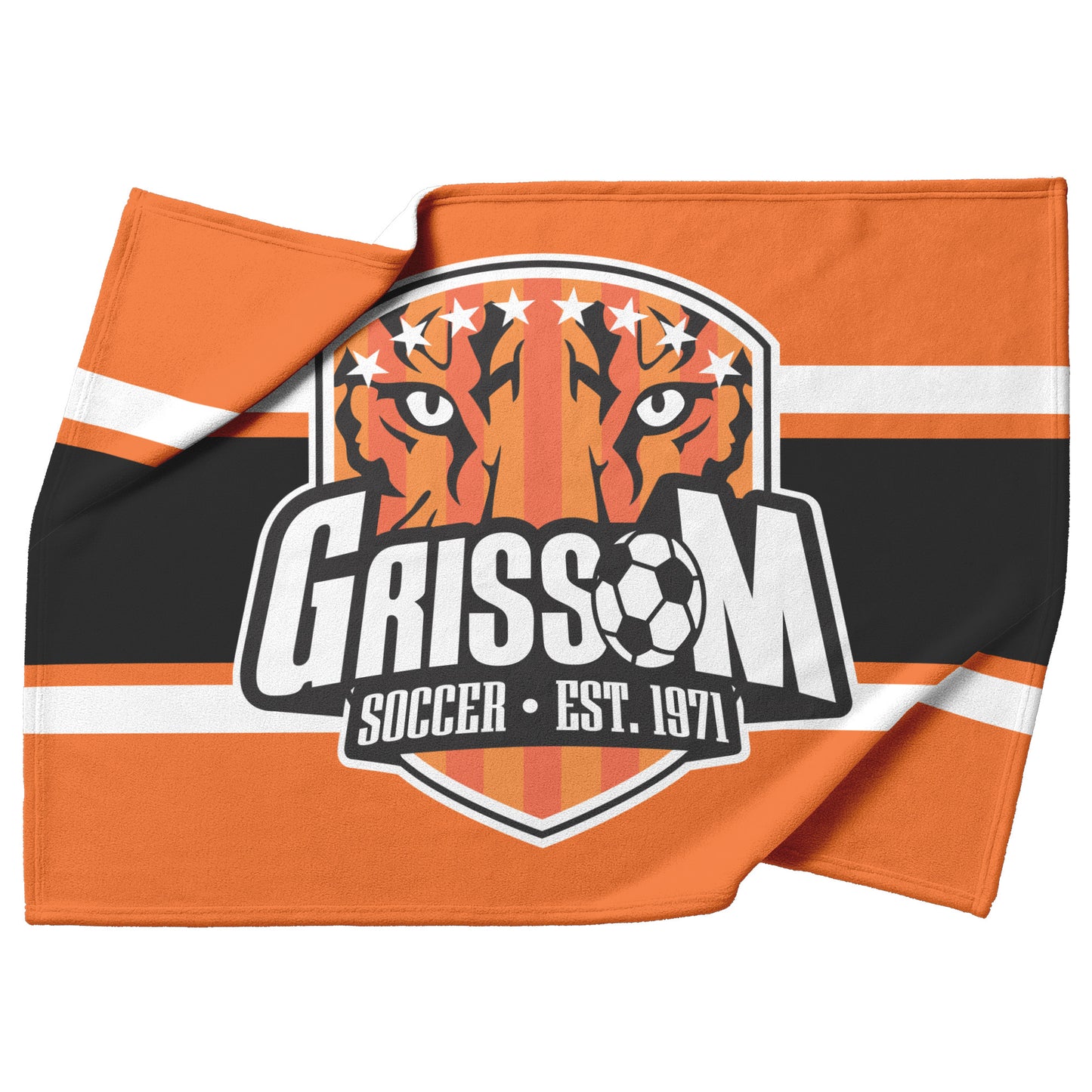 Grissom Men's Soccer Logo Plush Orange Blanket
