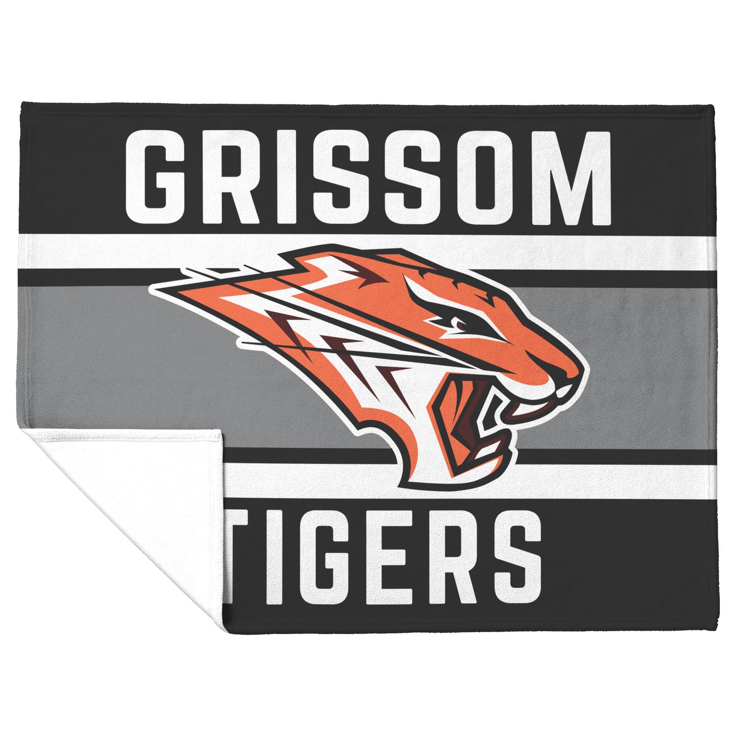Grissom Tigers Logo Black/Gray Plush Blanket