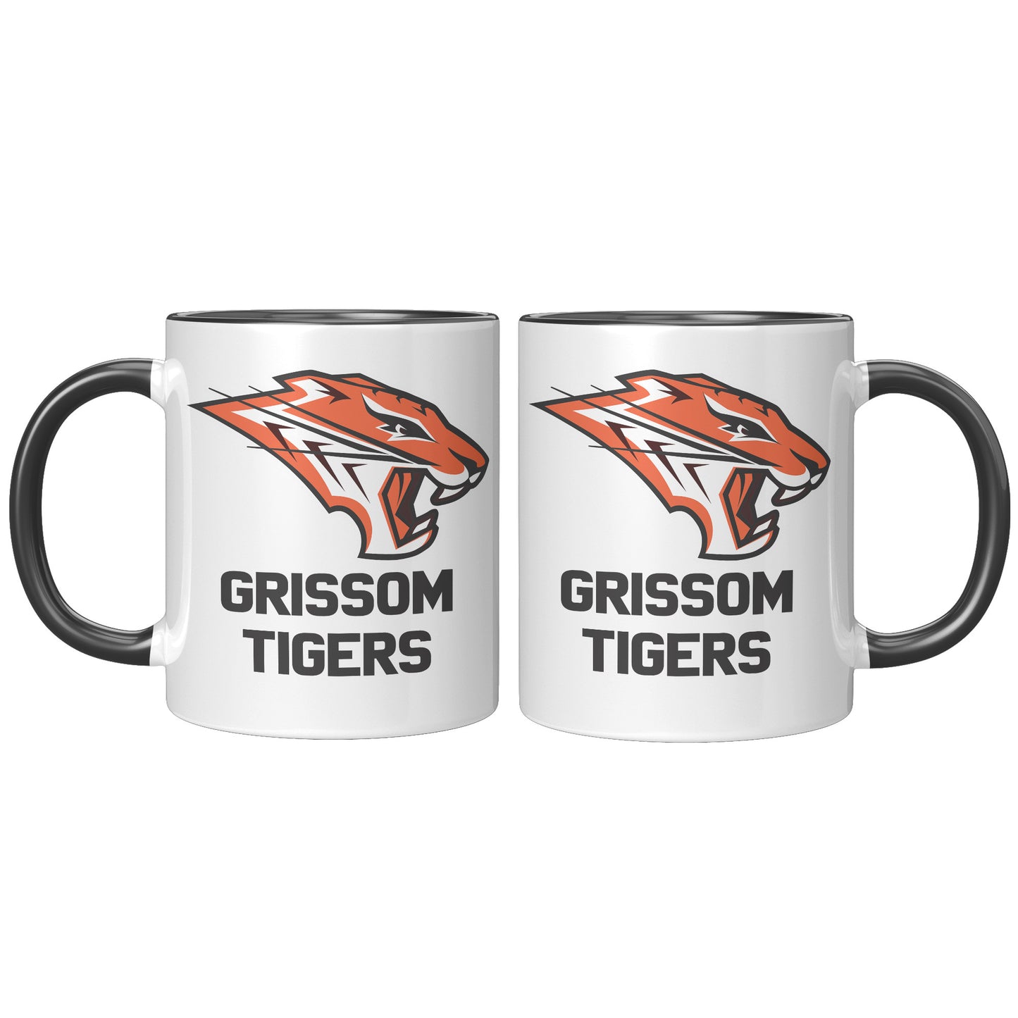 Grissom Tigers Logo Words 11oz White Accent Mug