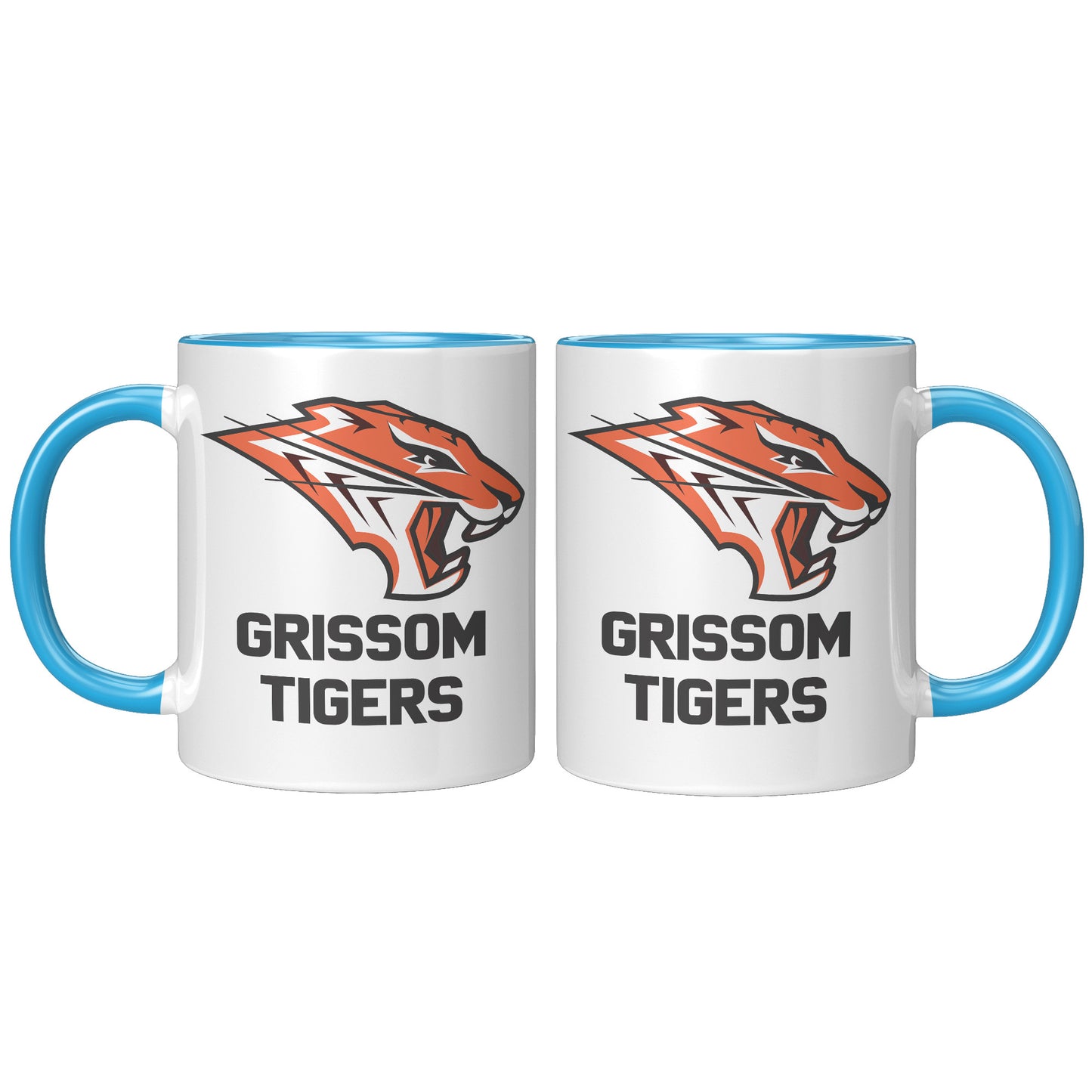 Grissom Tigers Logo Words 11oz White Accent Mug