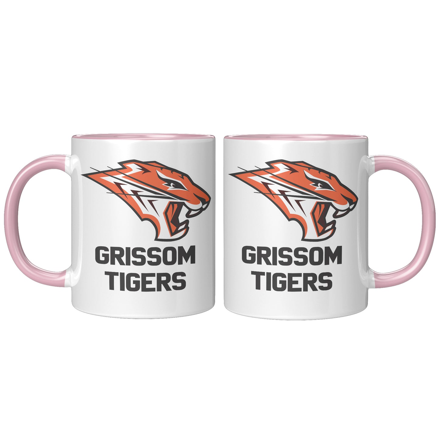 Grissom Tigers Logo Words 11oz White Accent Mug