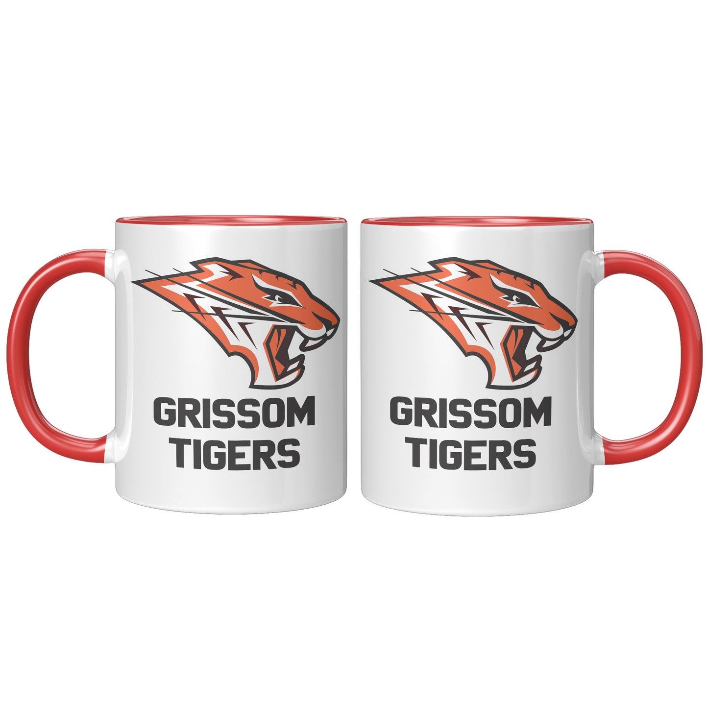 Grissom Tigers Logo Words 11oz White Accent Mug