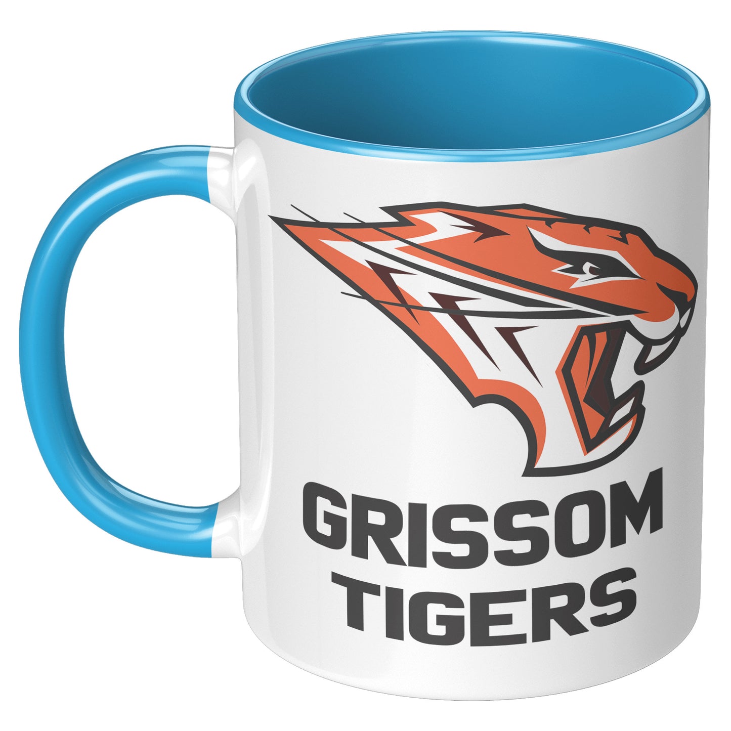 Grissom Tigers Logo Words 11oz White Accent Mug