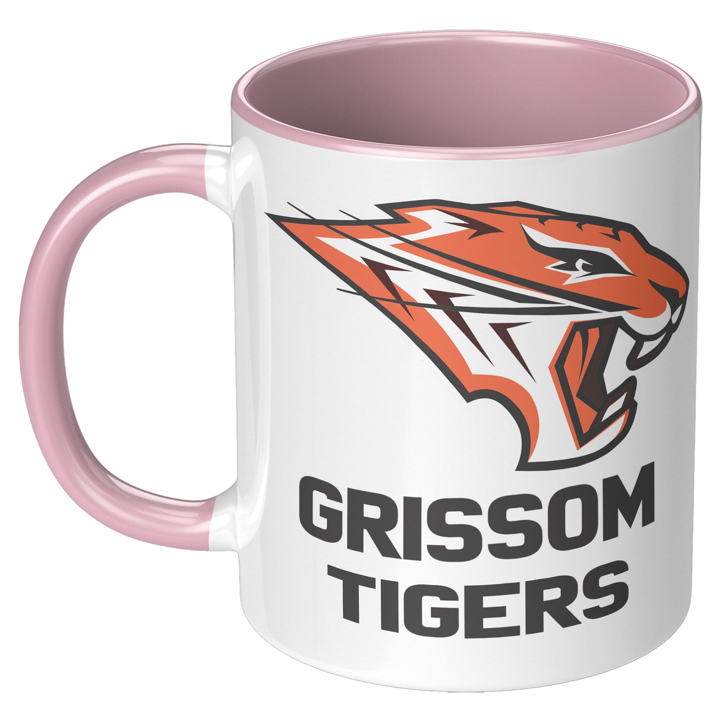 Grissom Tigers Logo Words 11oz White Accent Mug