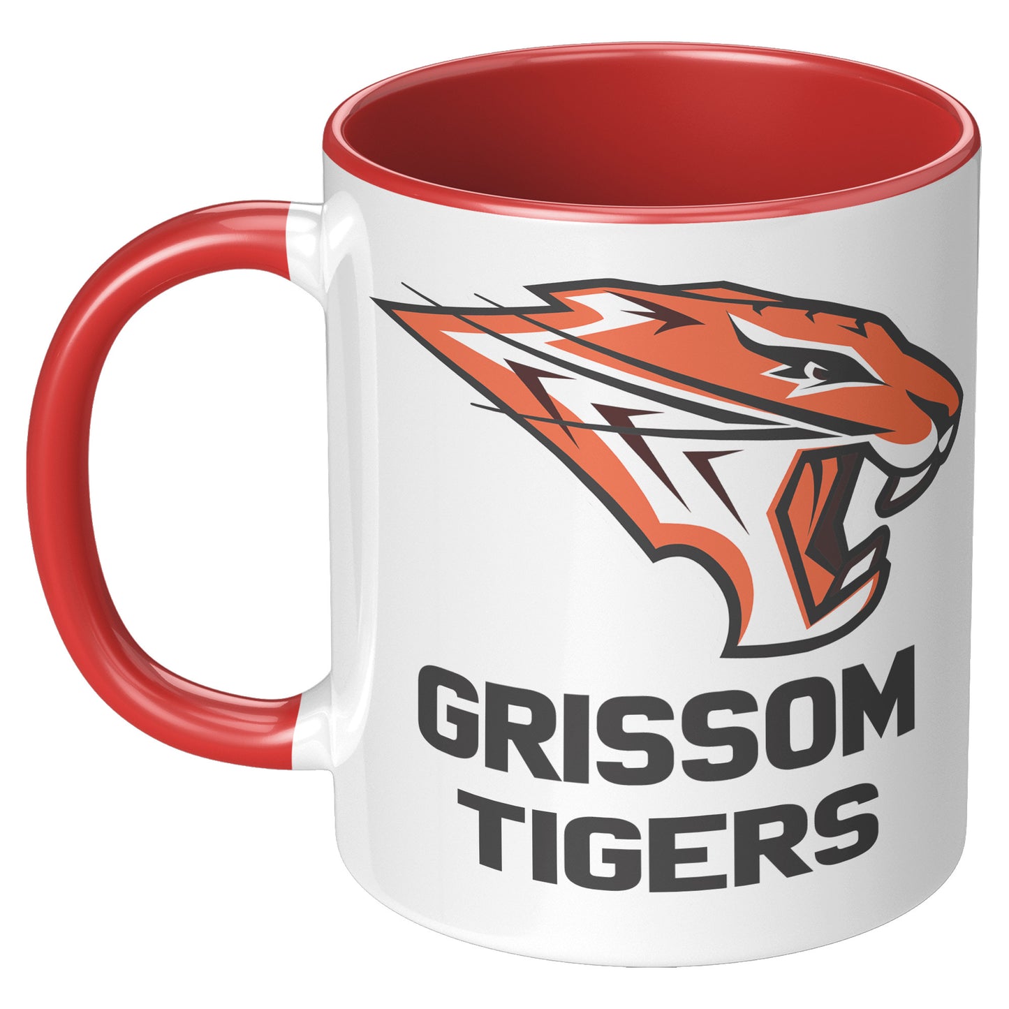 Grissom Tigers Logo Words 11oz White Accent Mug