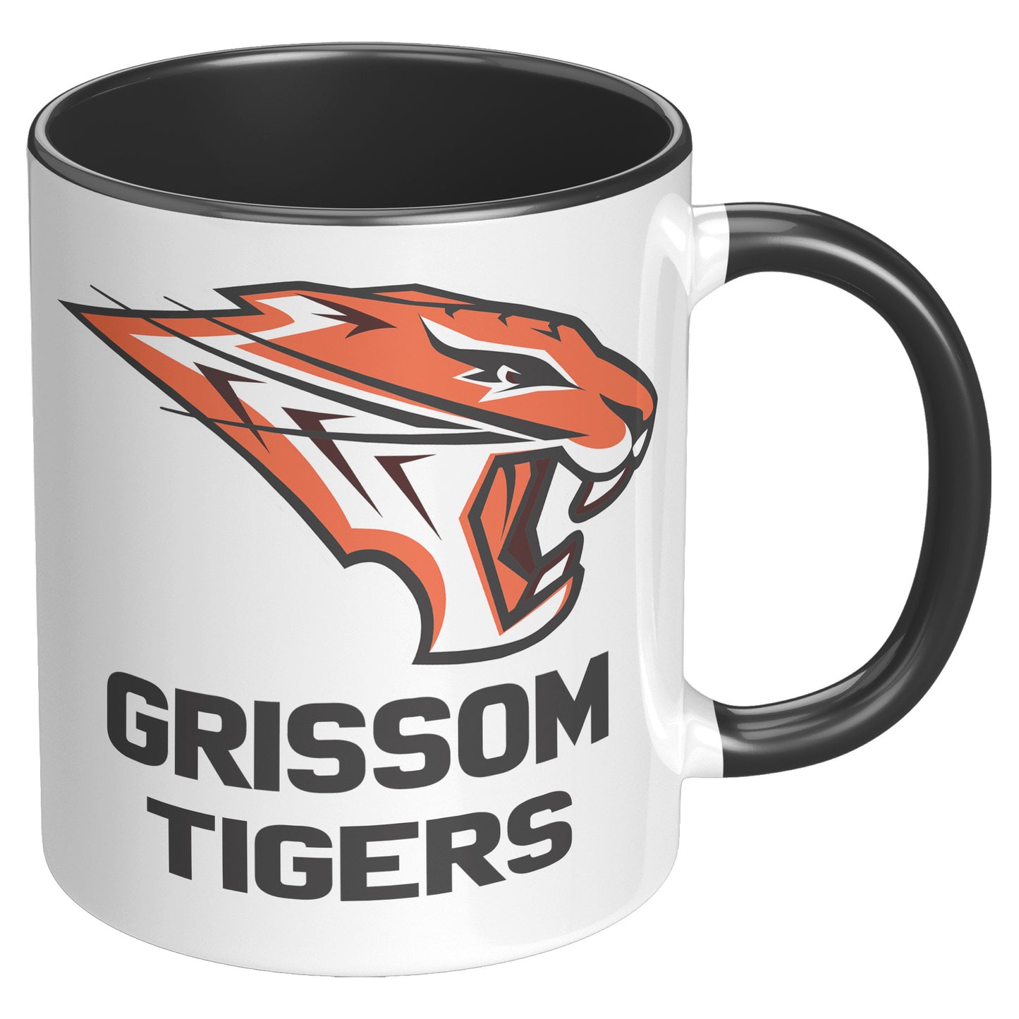 Grissom Tigers Logo Words 11oz White Accent Mug
