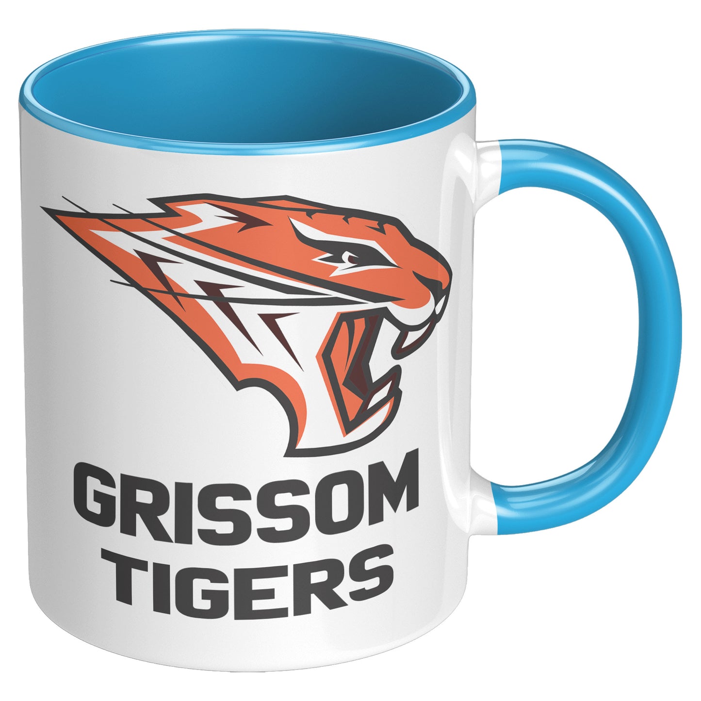 Grissom Tigers Logo Words 11oz White Accent Mug