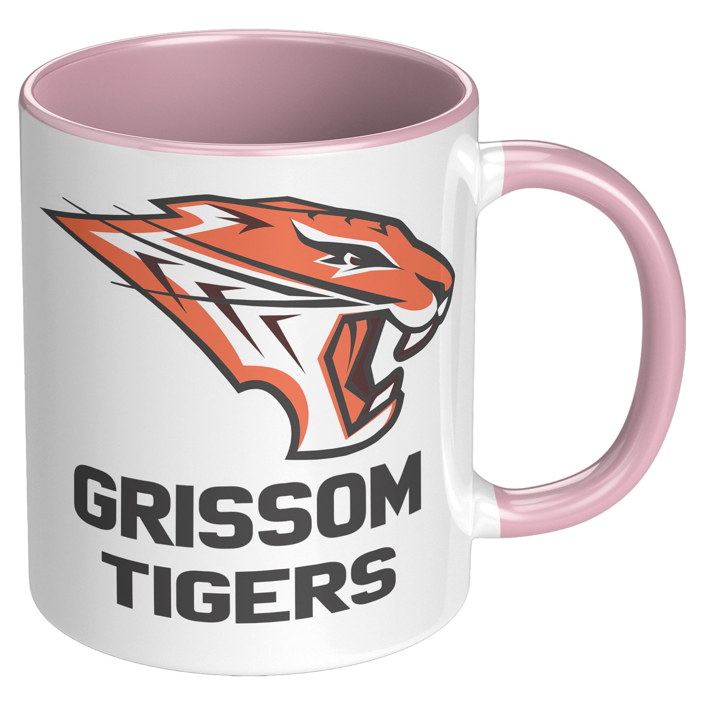 Grissom Tigers Logo Words 11oz White Accent Mug