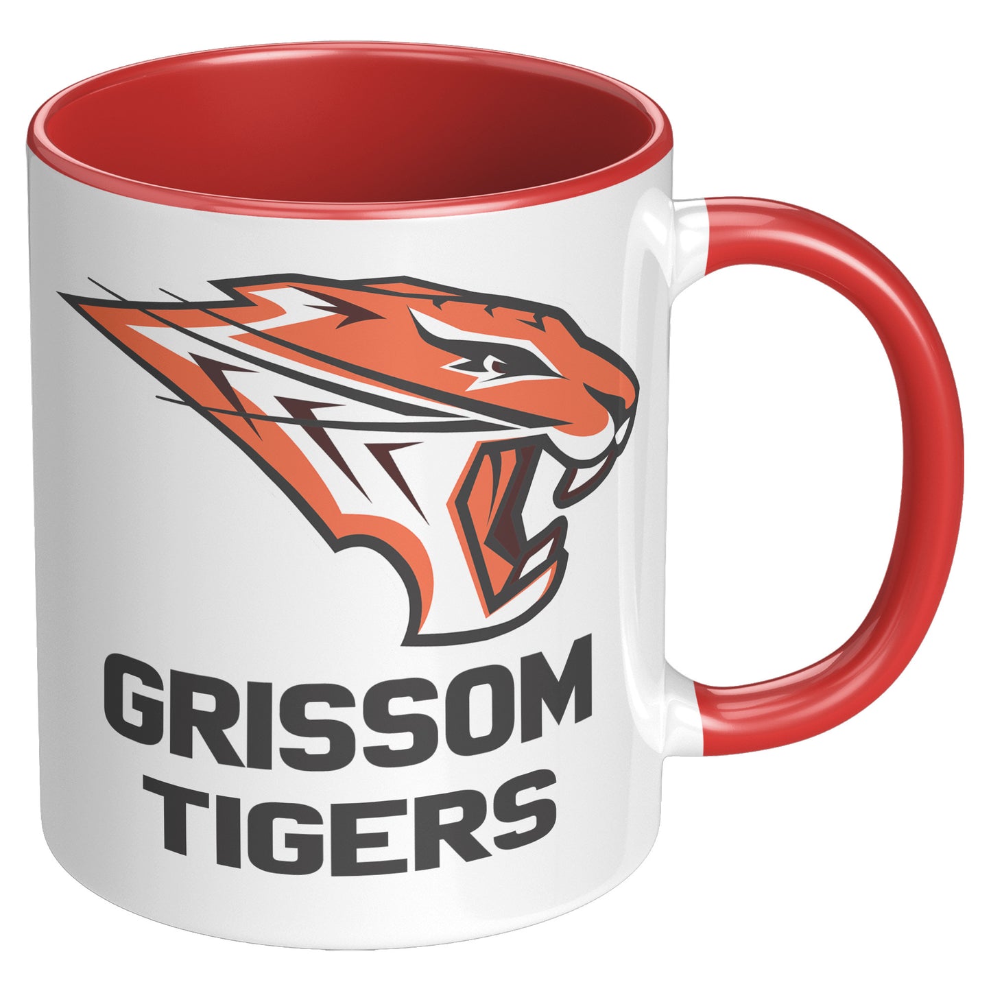 Grissom Tigers Logo Words 11oz White Accent Mug
