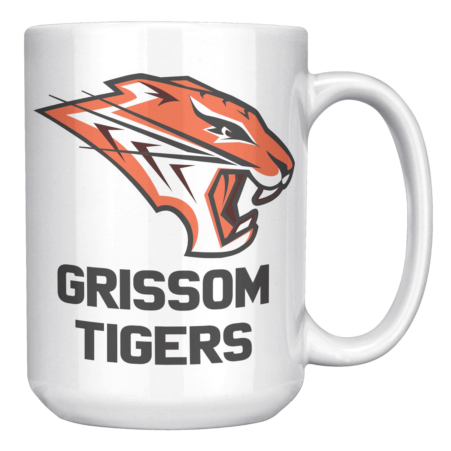 Grissom Tigers Logo Words 15 oz White Mug