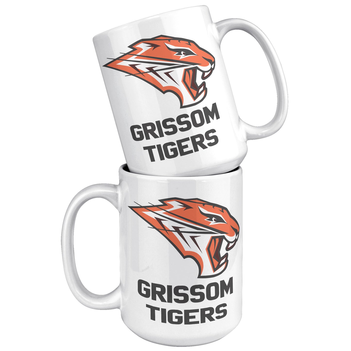 Grissom Tigers Logo Words 15 oz White Mug