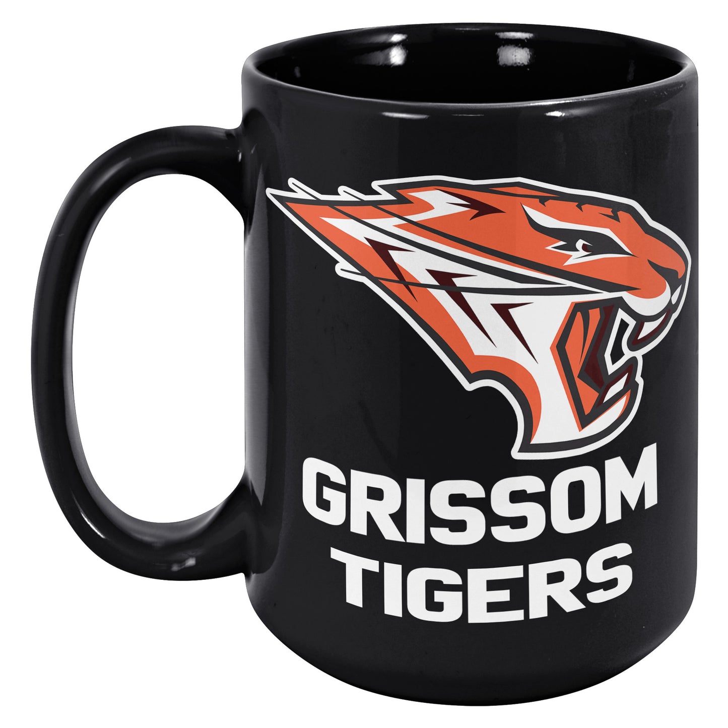 Grissom Tigers Logo Words 15oz Black Mug