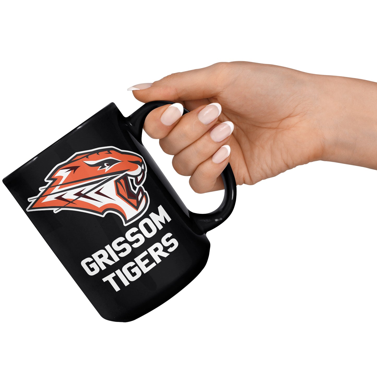 Grissom Tigers Logo Words 15oz Black Mug