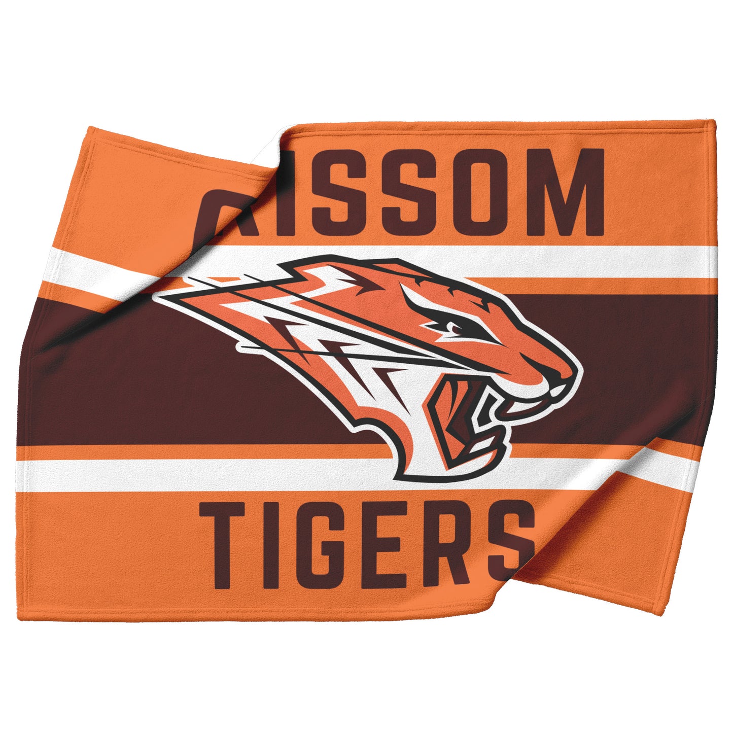 Grissom Tiger's Logo Orange/Brown Velveteen Plush Blanket