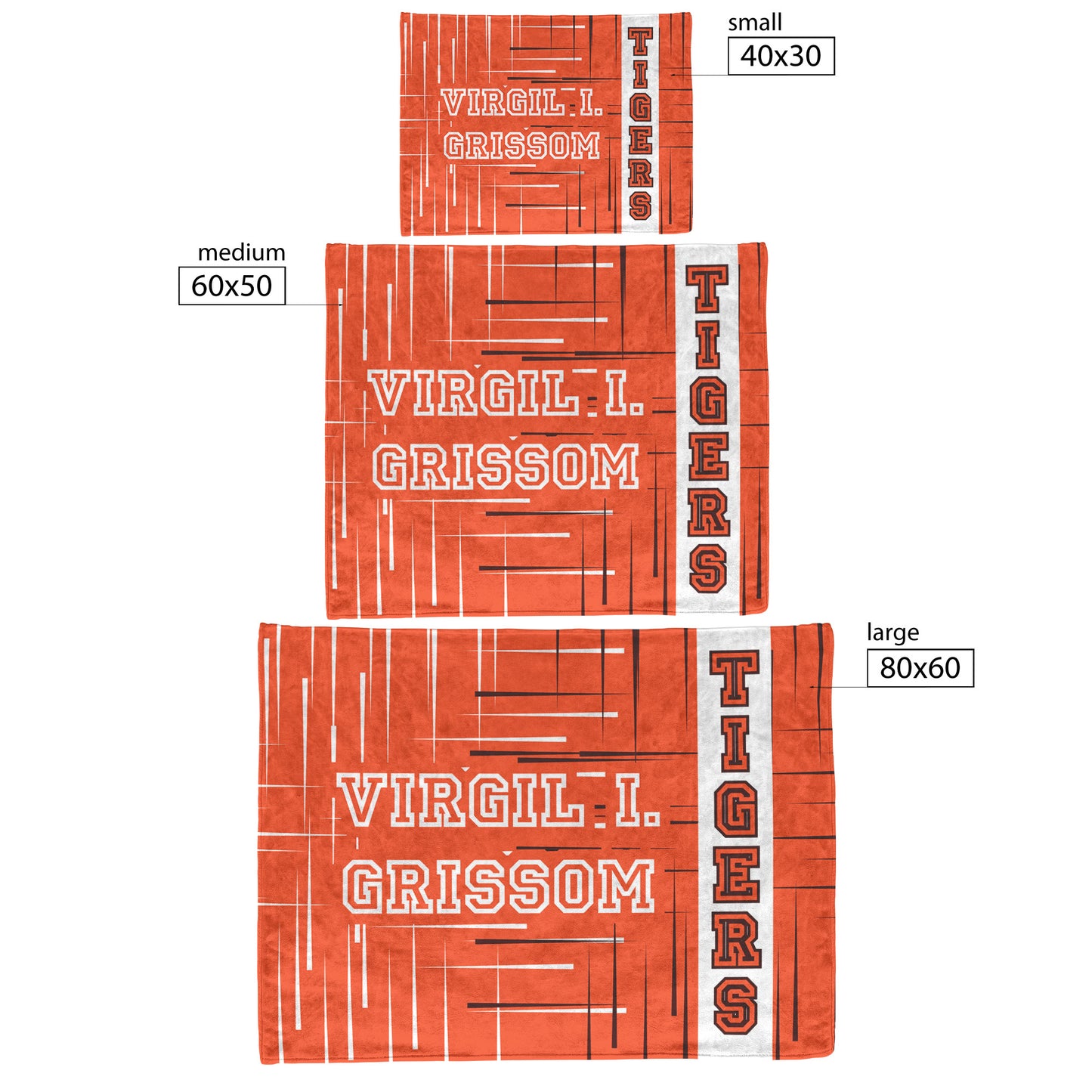 Virgil I. Grissom Tigers Orange Velveteen Plush Blanket